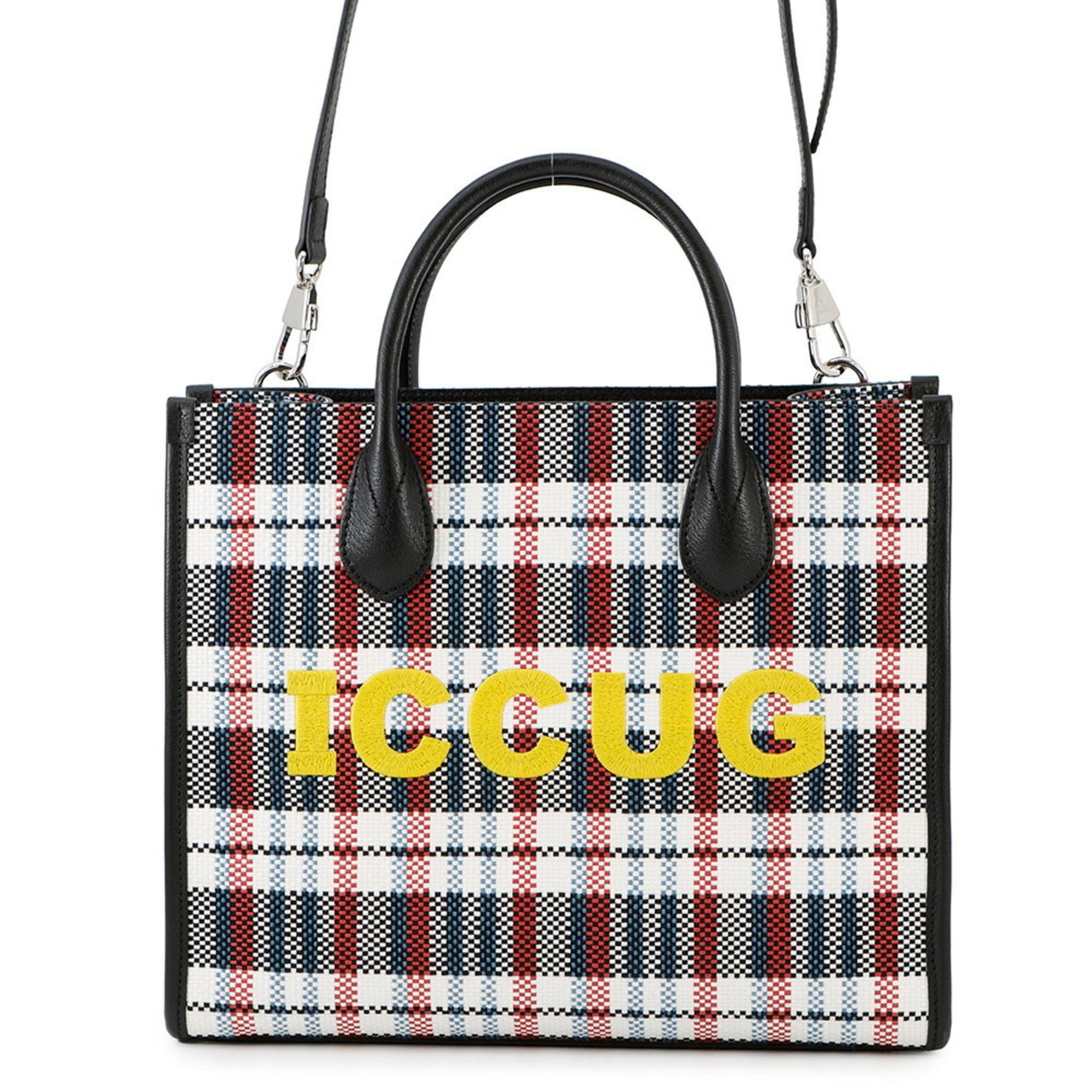 Gucci Embroidered Check Tote Bag, Small, Shoulder Bag