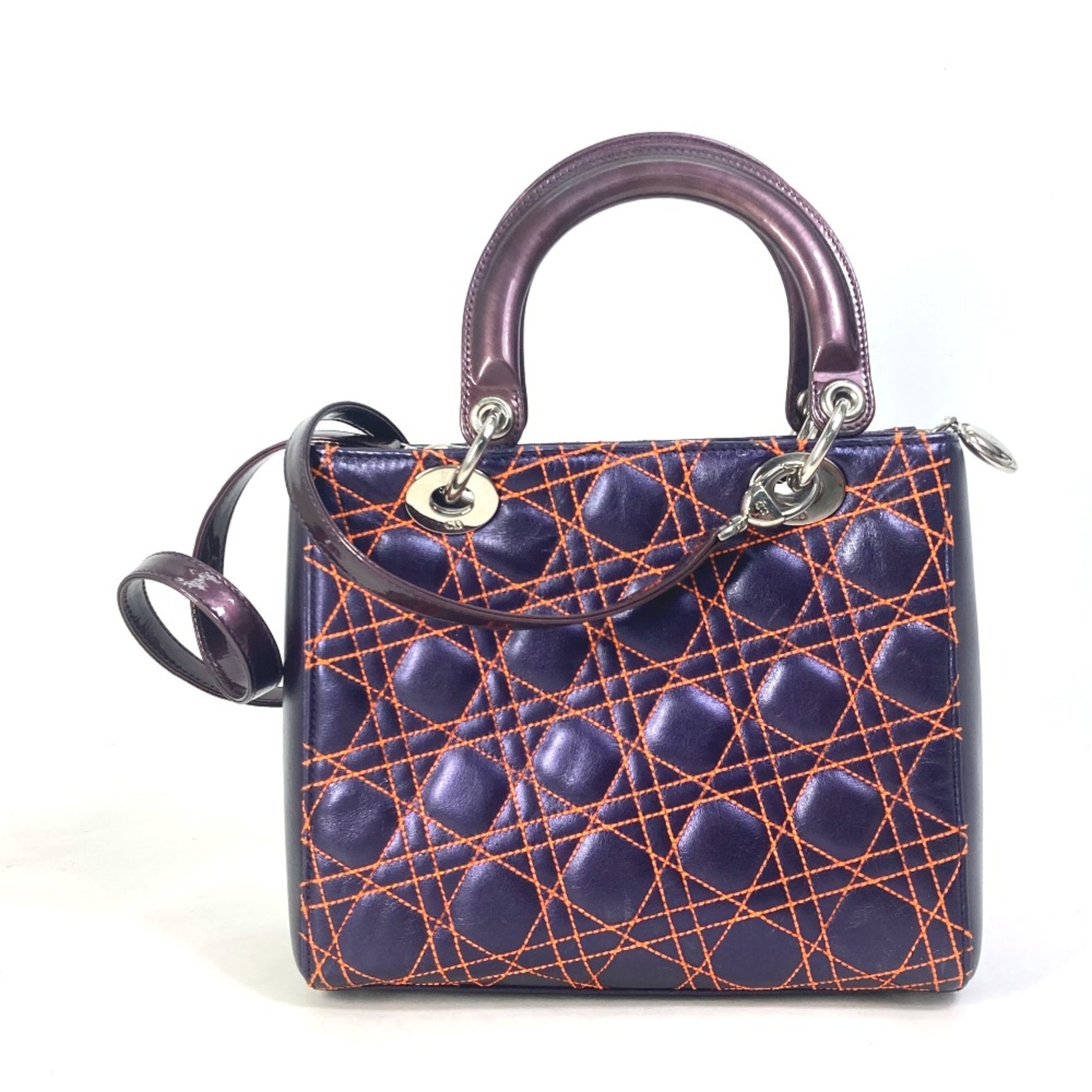 Christian Dior Cannage Quilted bag Crossbody Hand Bag Orange