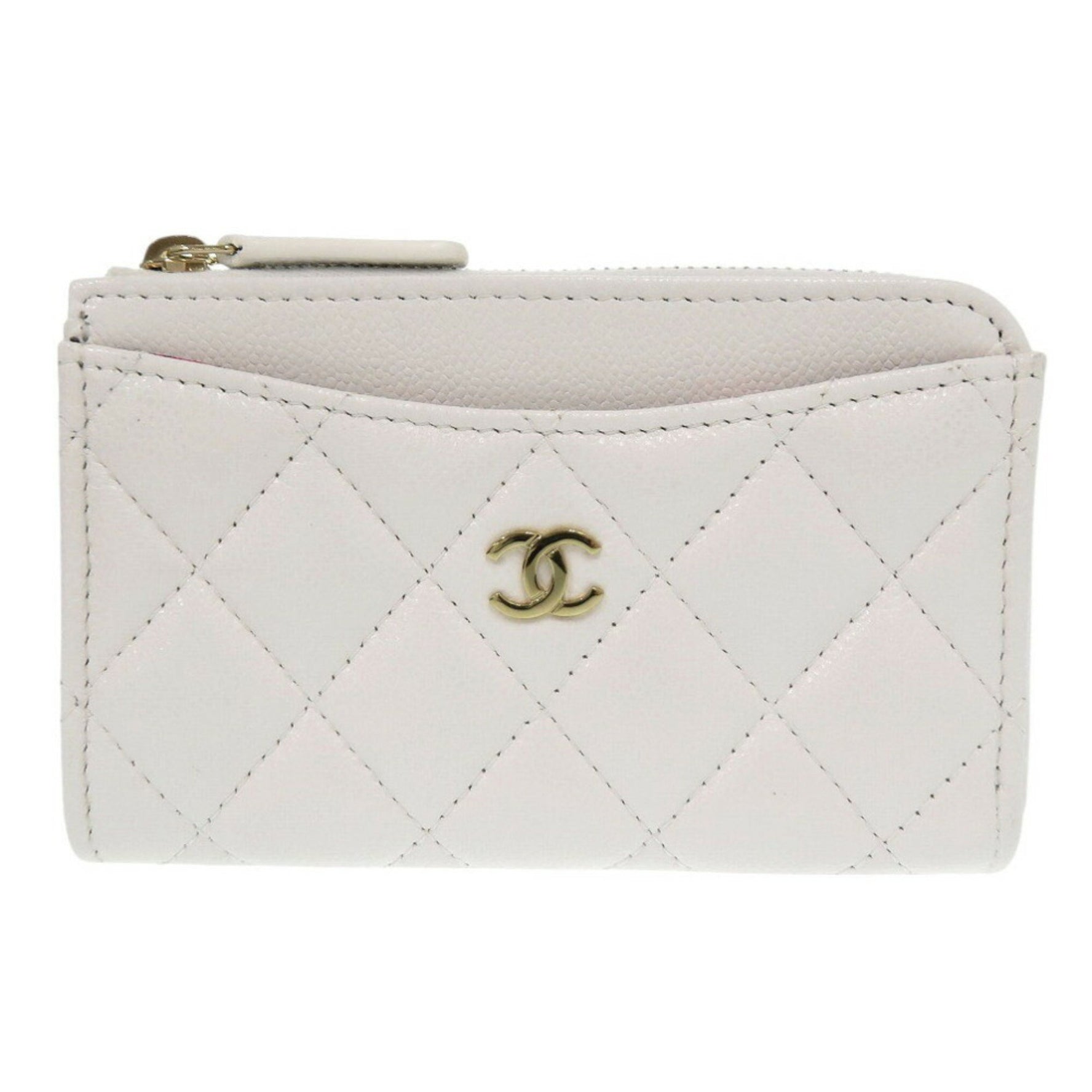 Chanel Matelasse Coco Mark AP3179 Caviar Skin White Coin Case 1617CHANEL