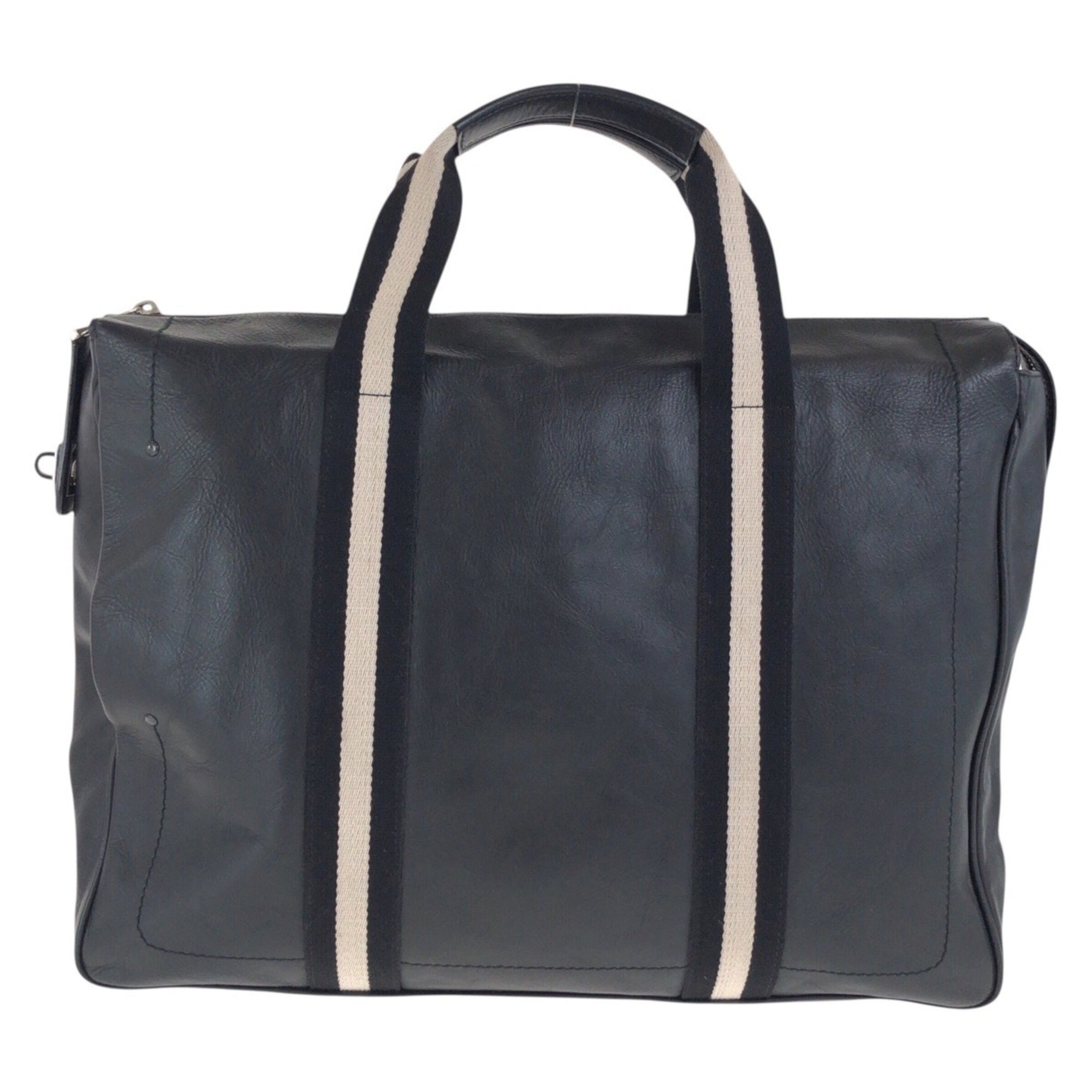 BALLY Trainspotting Black/White with Silver Hardware, Leather and Canvas Business Bag/Briefcase