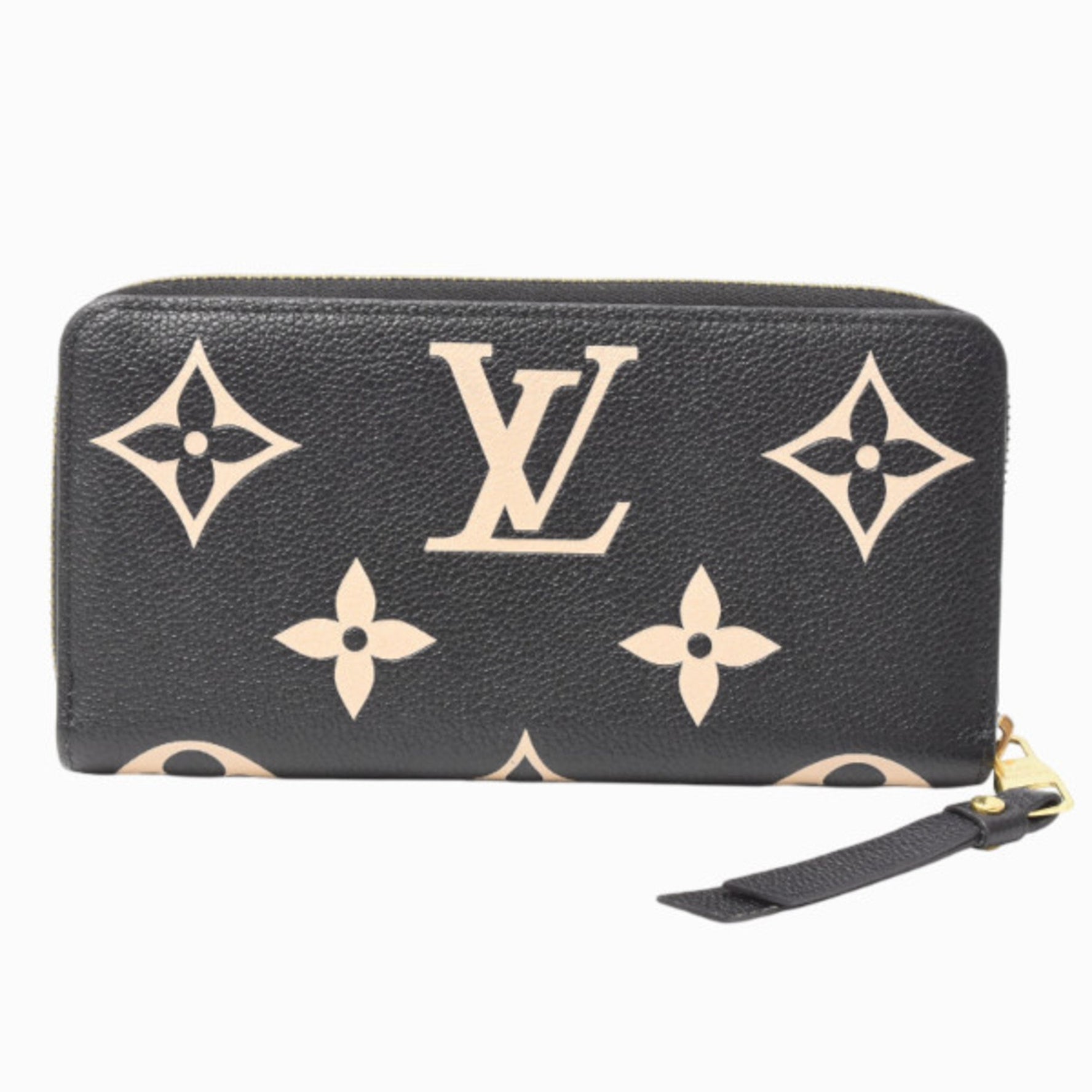 Louis Vuitton Wallet Zipper Long Bicolor Monogram Empreinte Black Beige