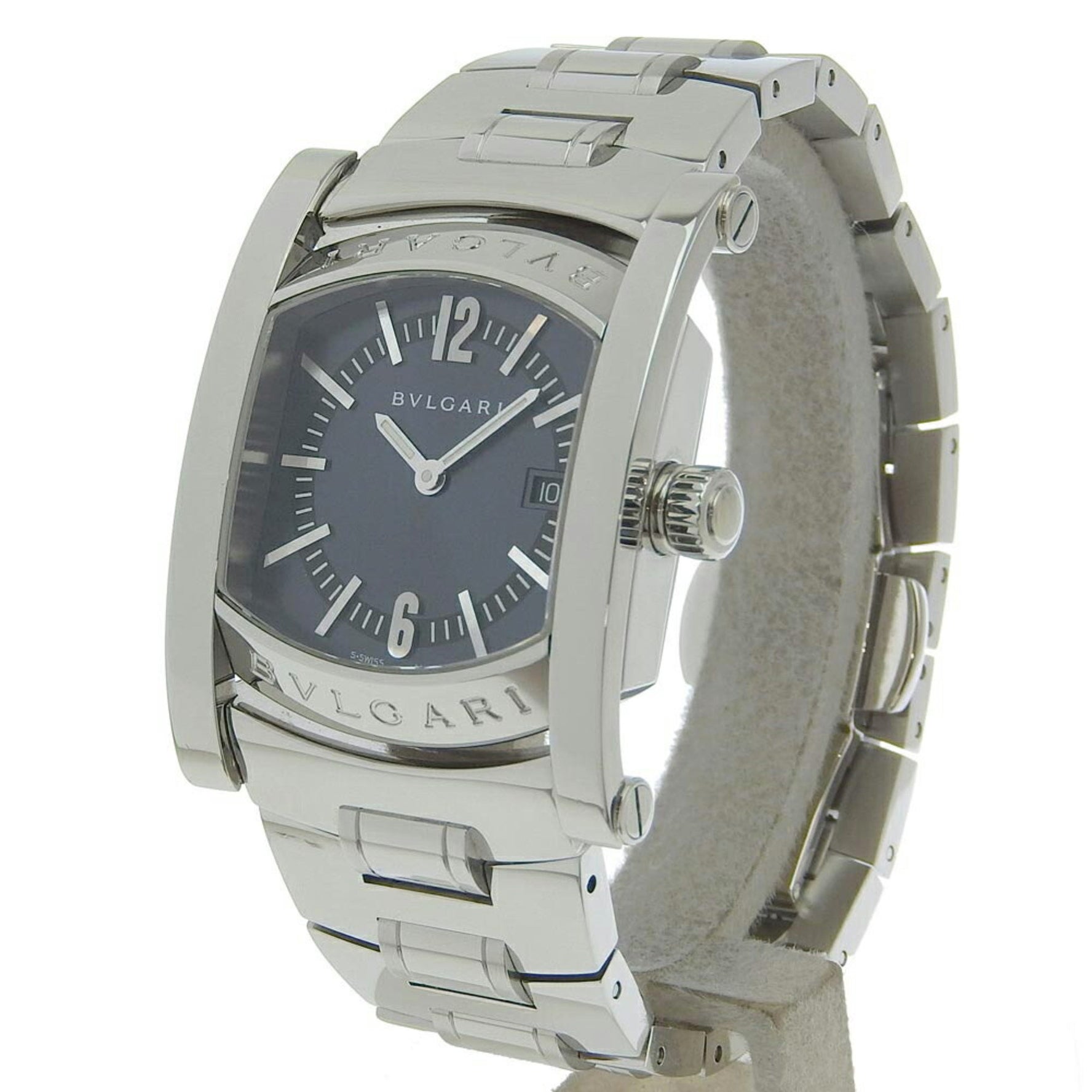 BVLGARI Assioma Watch Stainless Steel Quartz Analog Display Blue Dial
