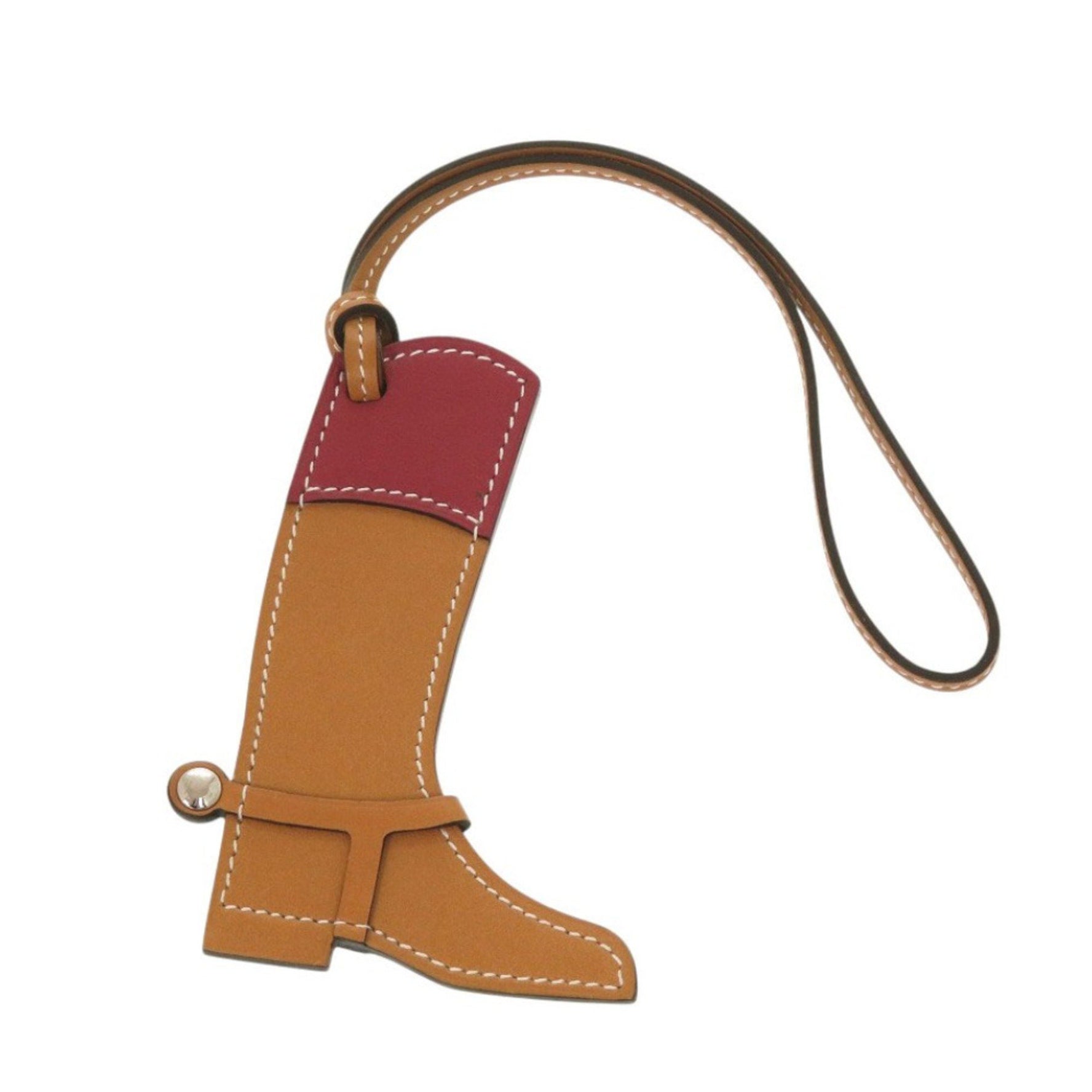 Like new Hermes Paddock Boots bag charm, Swift leather, gold keychain 0067