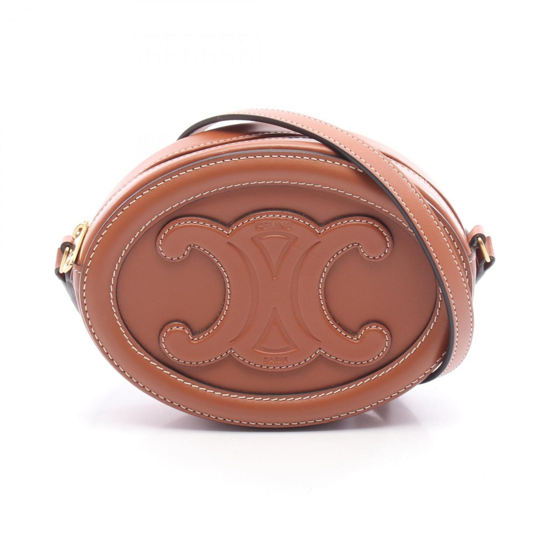 Celine Triomphe Oval Purse Cuir Shoulder Bag, Leather