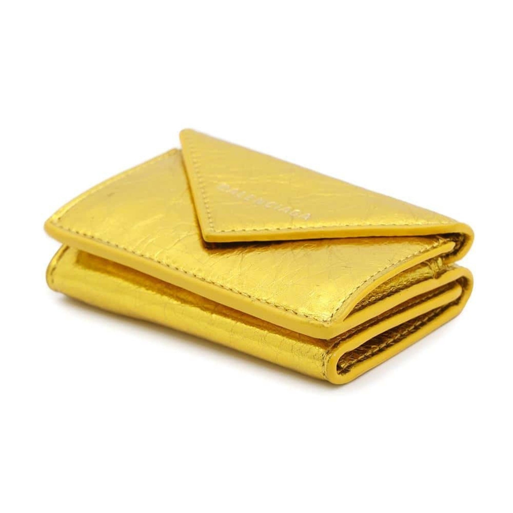 Balenciaga Tri-fold Paper Mini Wallet BALENCIAGA Gold
