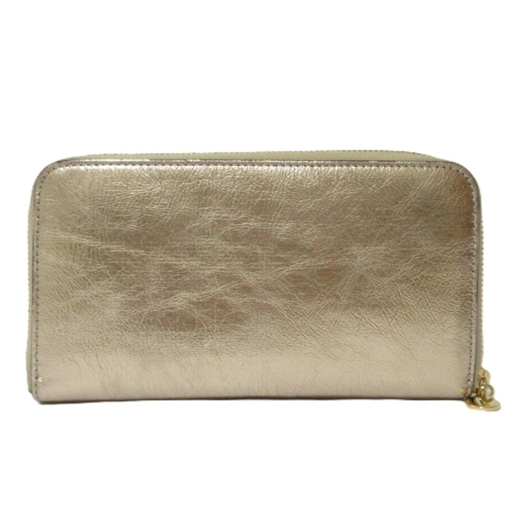 Stella McCartney STELLA McCARTNEY logo punching round zipper long wallet pink gold men women