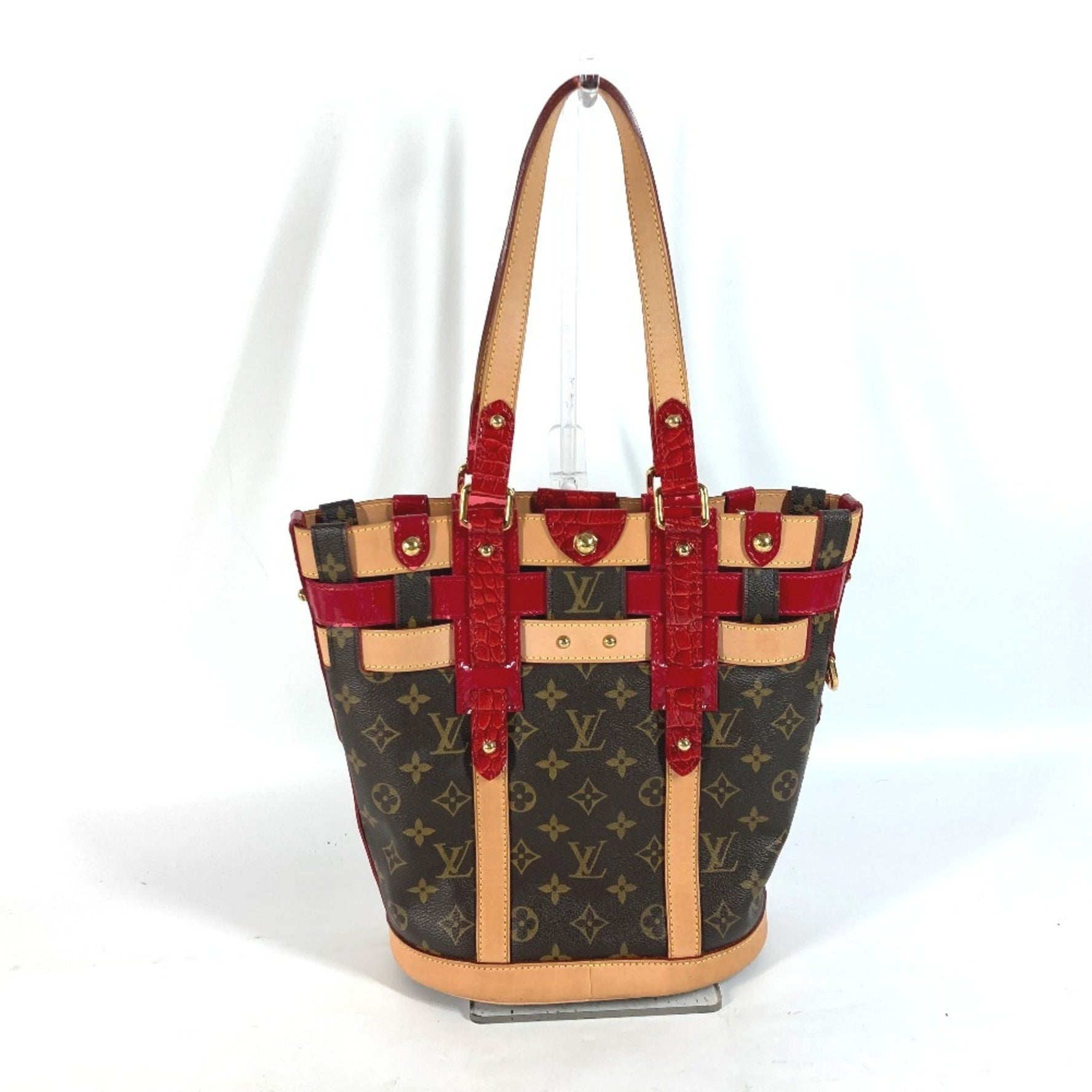 Louis Vuitton Monogram Ruby Neo Bucket Shoulder Bag Tote Canvas Patent Leather Brown