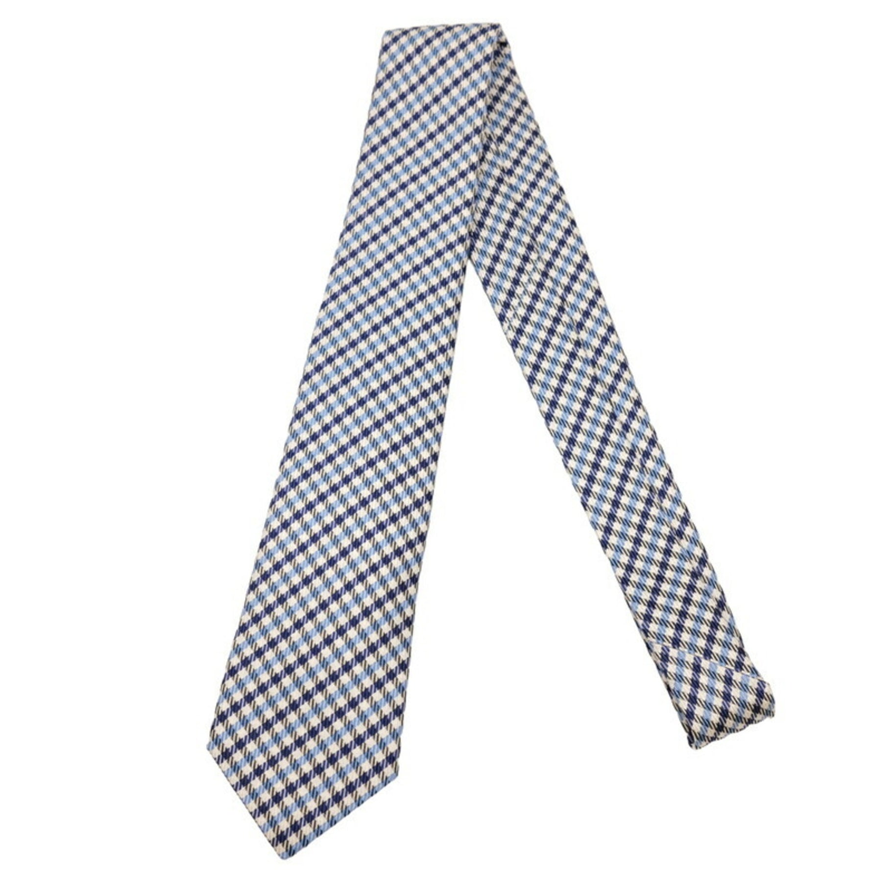 HERMES Hermes tie blue white check silk
