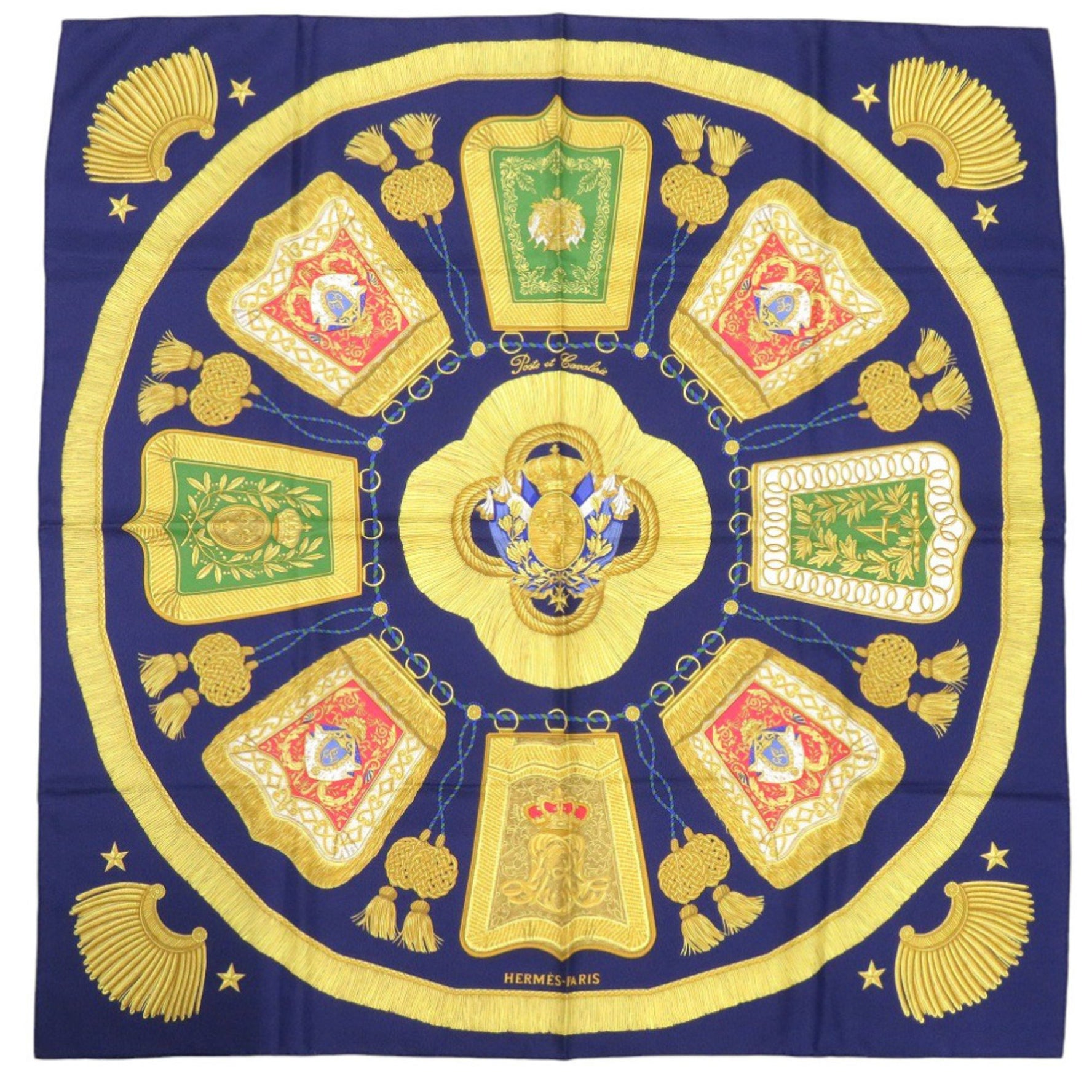 Hermès Carré 90 Poste et Cavalerie Saber Ornament Bag Silk Scarf Muffler 0108 HERMES