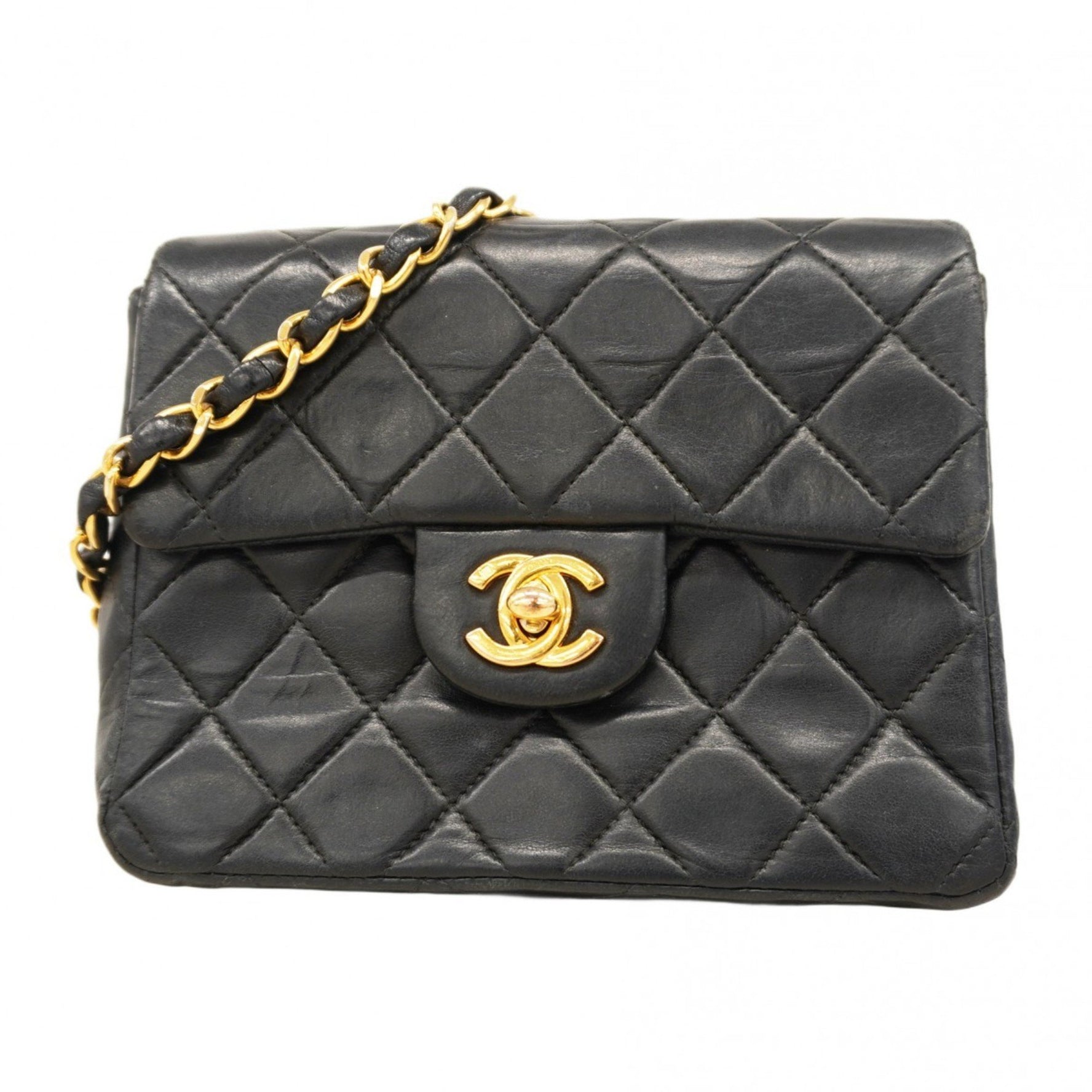 Chanel Mini Matelasse Shoulder Bag with Chain Bag, Lambskin, Blue