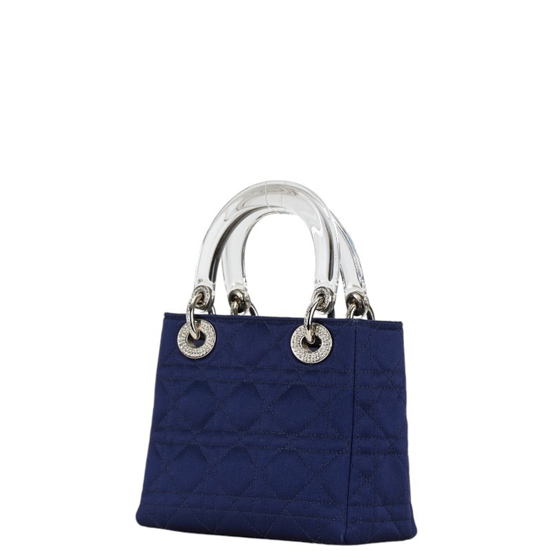 Christian Dior Dior Lady Rhinestone Handbag Satin Plastic