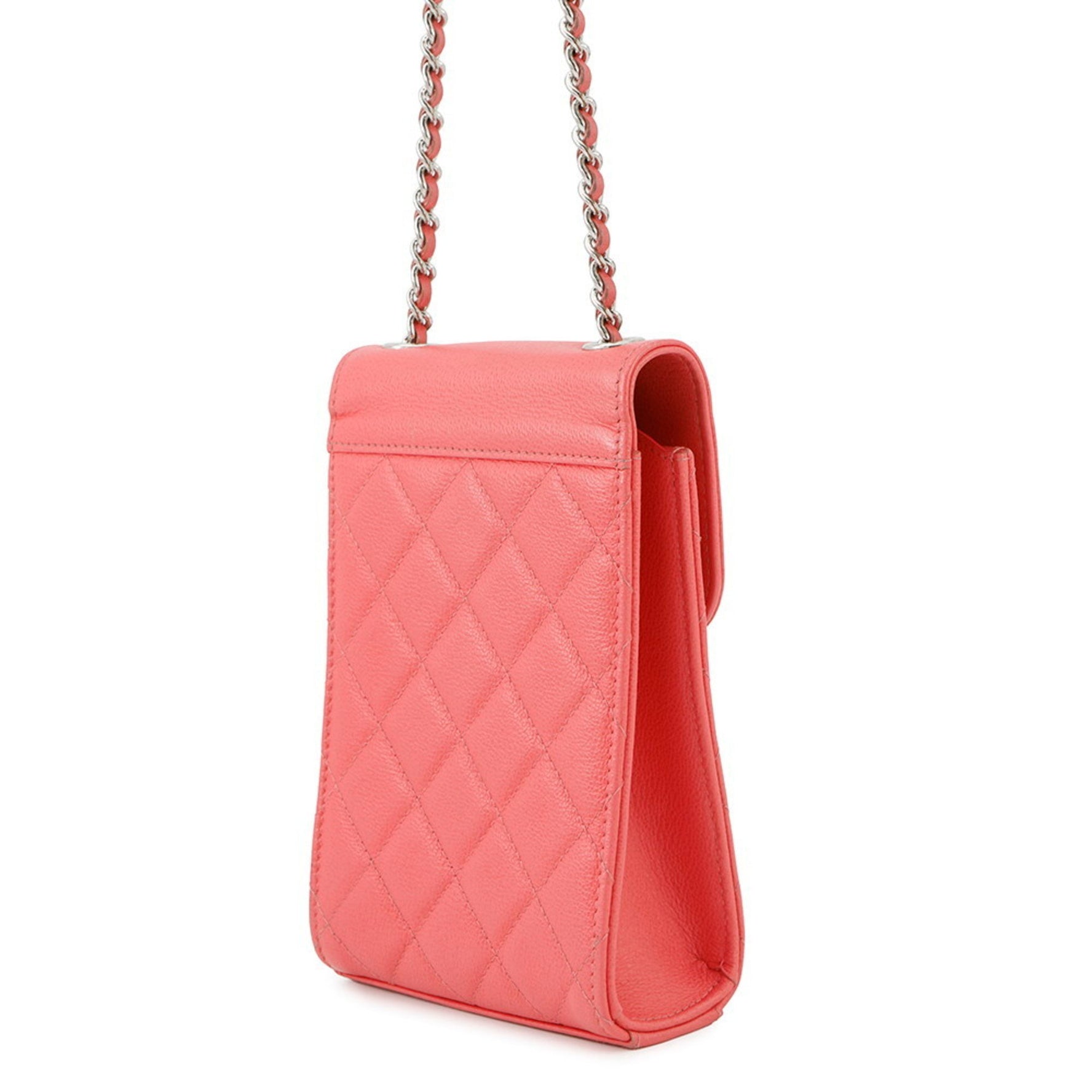 Chanel Chain Phone Case Shoulder Bag Matelasse Half Coco Mark Leather