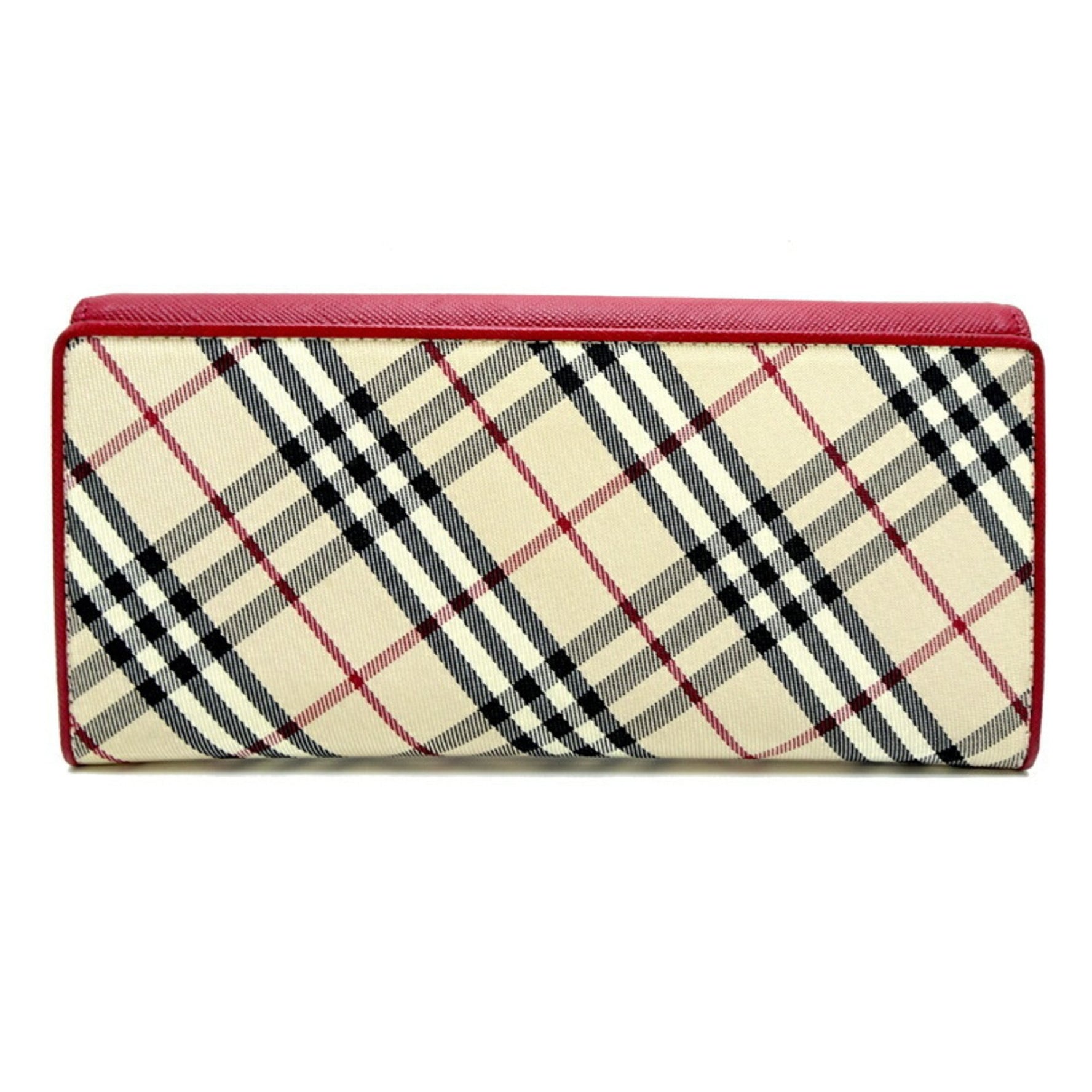 Burberry compact wallet, folding long tri-fold leather, red