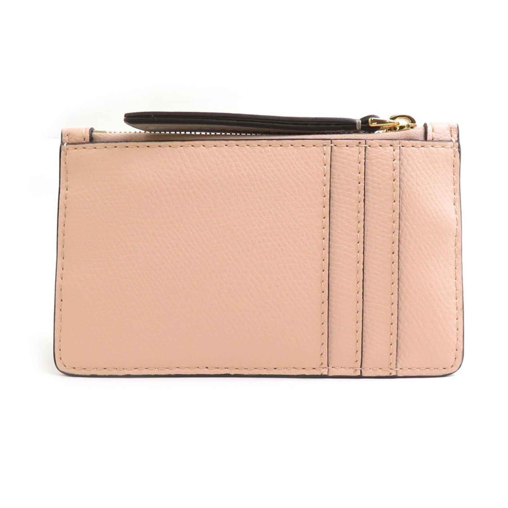 FENDI Business Card Holder/Card Case Leather Pink Beige Gold