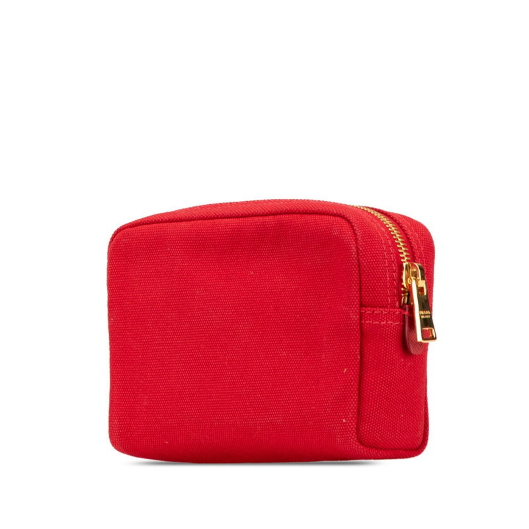Prada Canapa Pouch 1NA021 Rosso Red Canvas Leather Women's PRADA