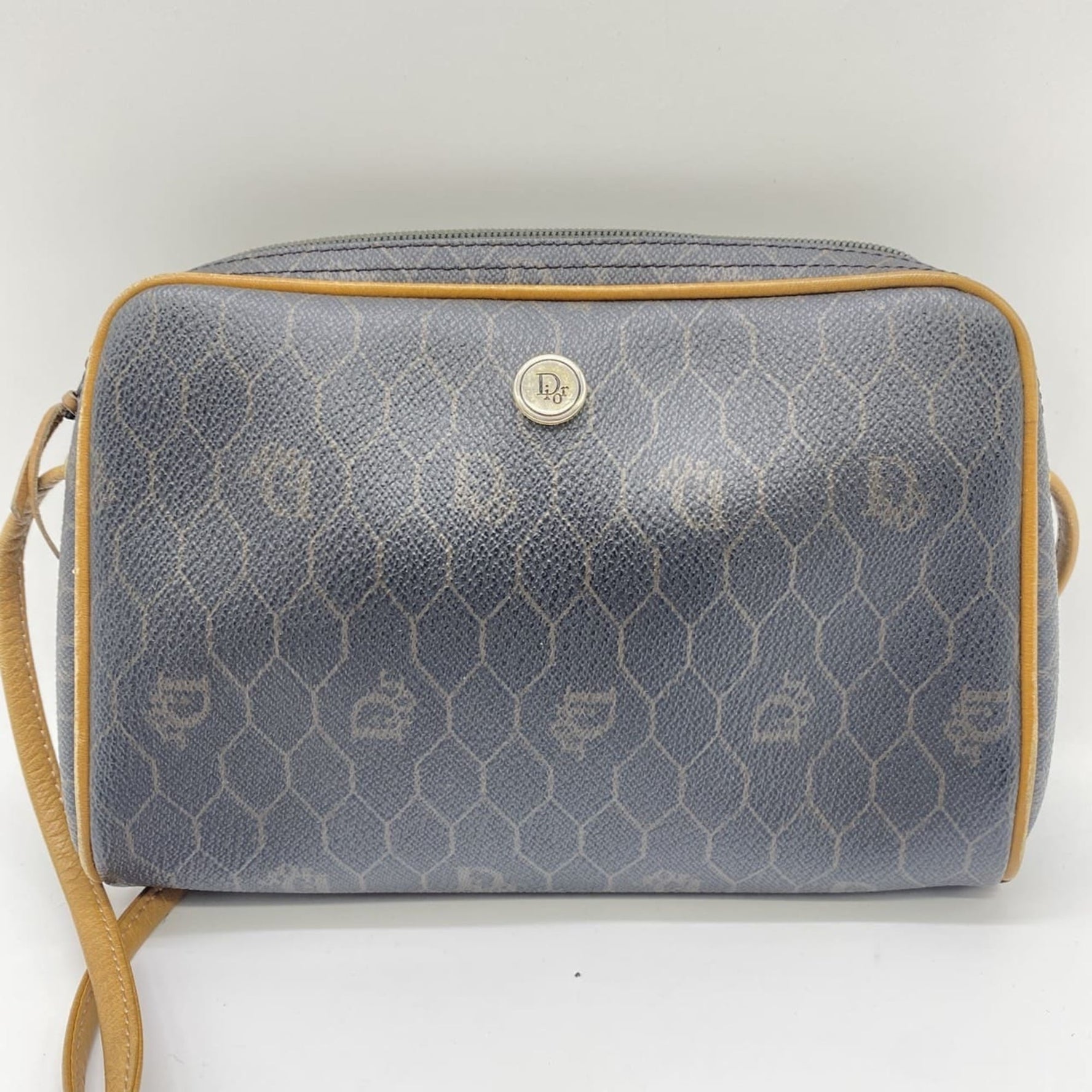 Christian Dior Dior Honeycomb Shoulder Bag Pochette Black Brown Unisex Men's