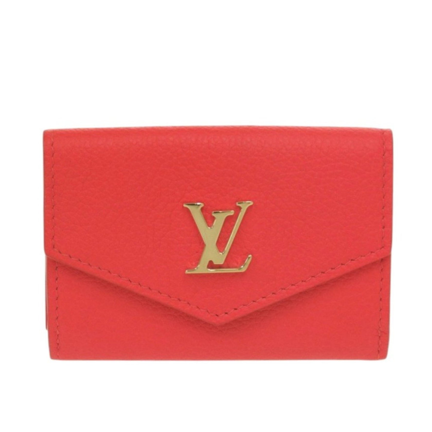 Like new Louis Vuitton Portefeuille Rock Mini Leather Tri-fold Wallet Red LV 0393 LOUIS VUITTON