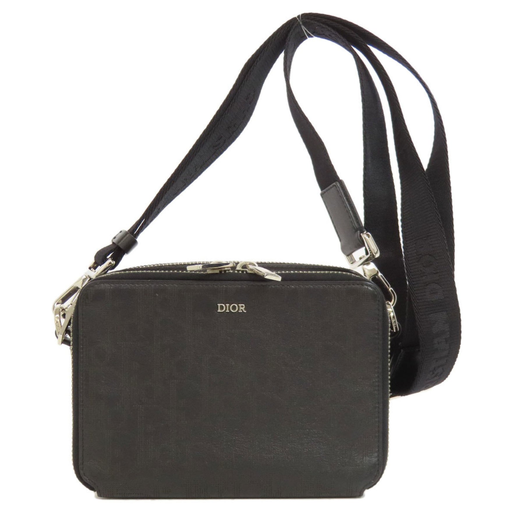 Christian Dior Trotter Pattern Shoulder Bag Leather