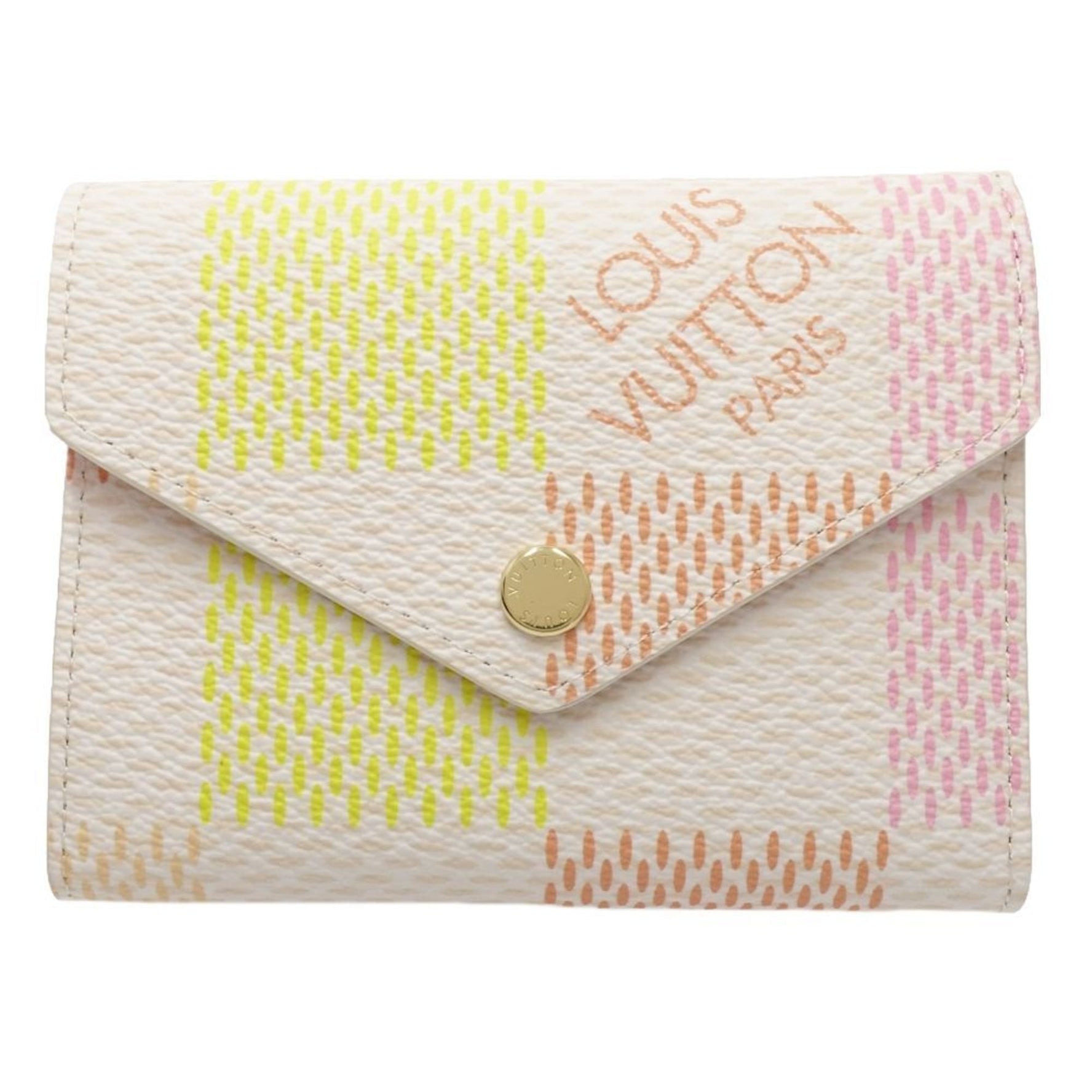 Louis Vuitton Tri-fold Wallet Portefeuille Victorine Damier Licious Peche Multicolor