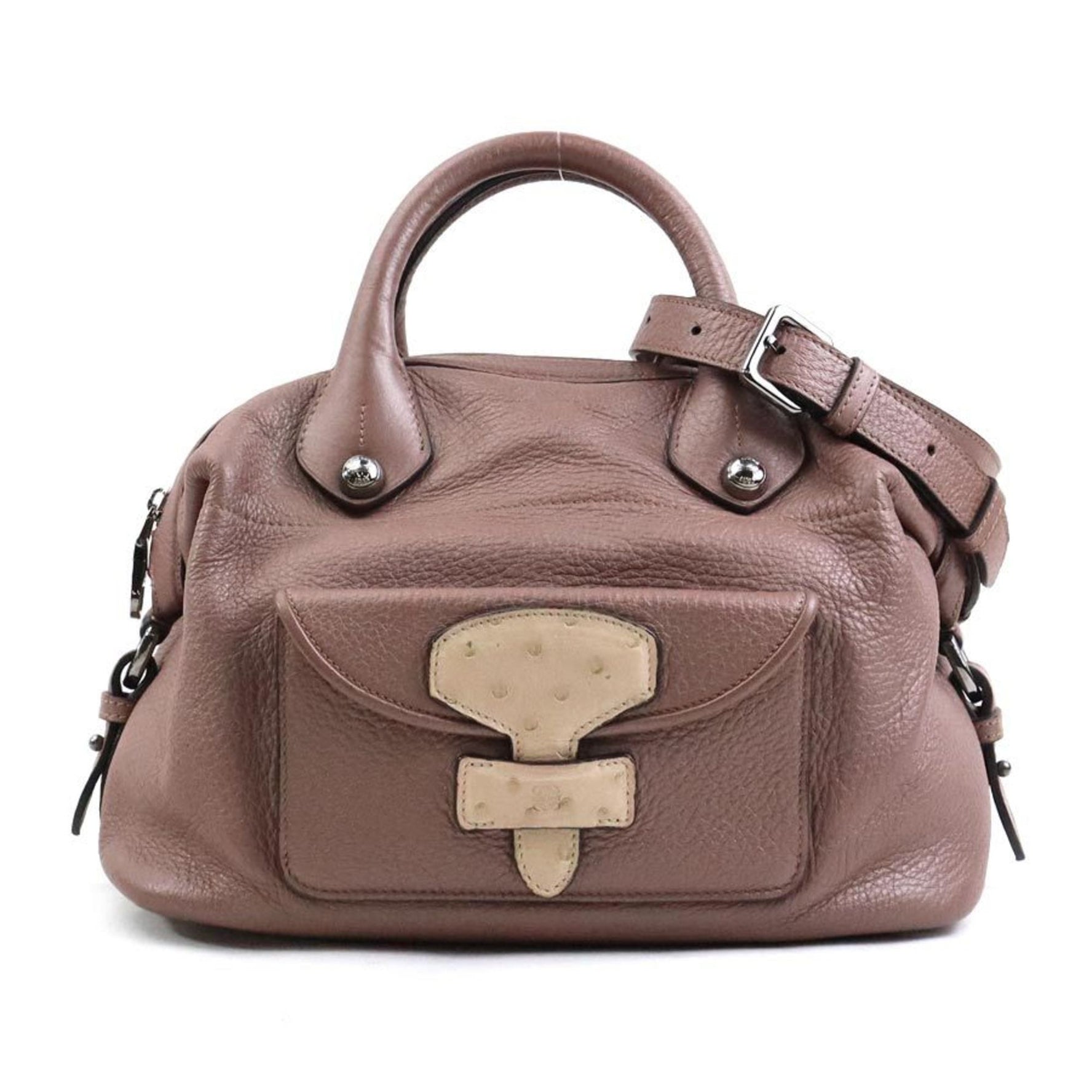LOEWE handbag shoulder bag May leather pink brown ladies