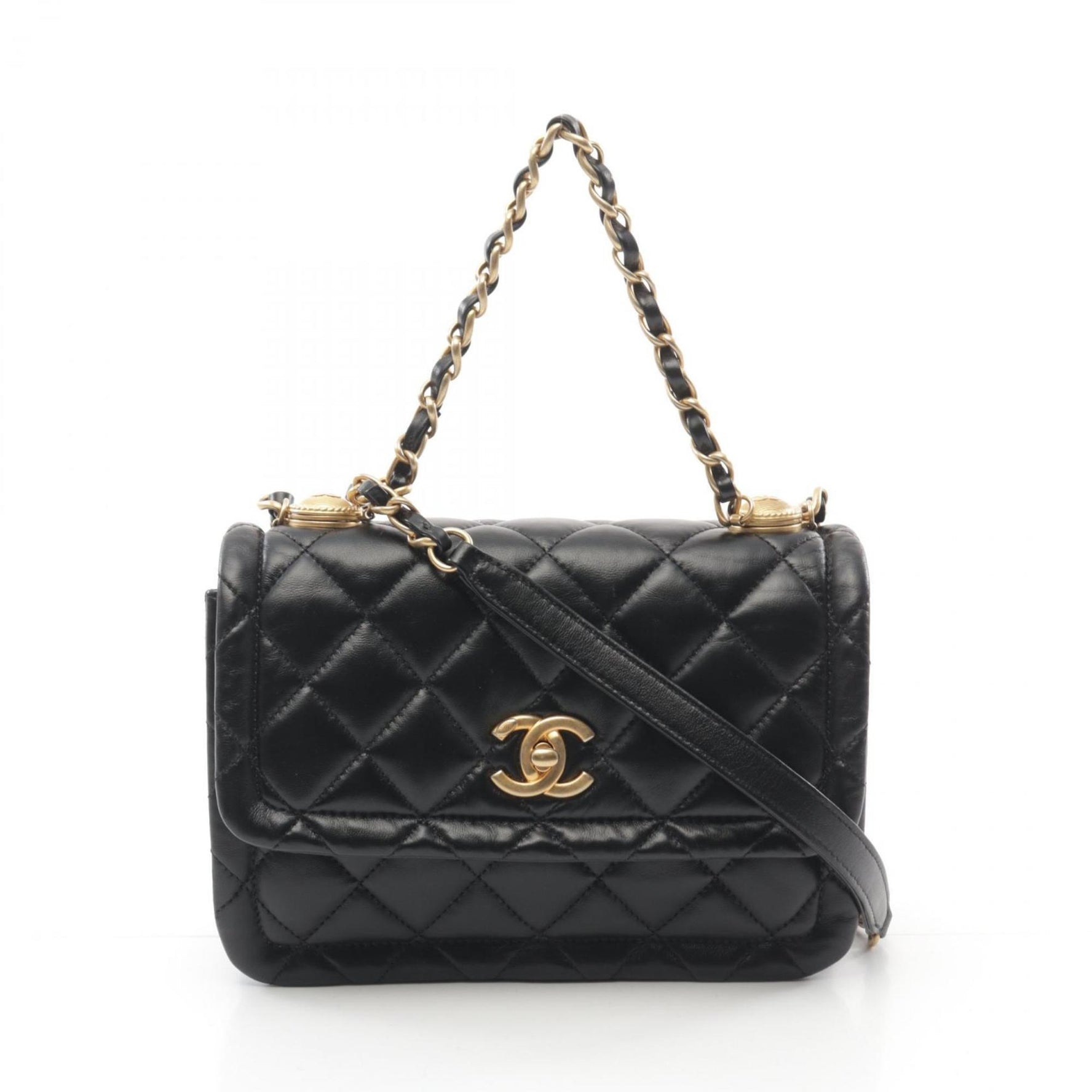 CHANEL Matelasse Shoulder Bag, Lambskin, Women's, Black