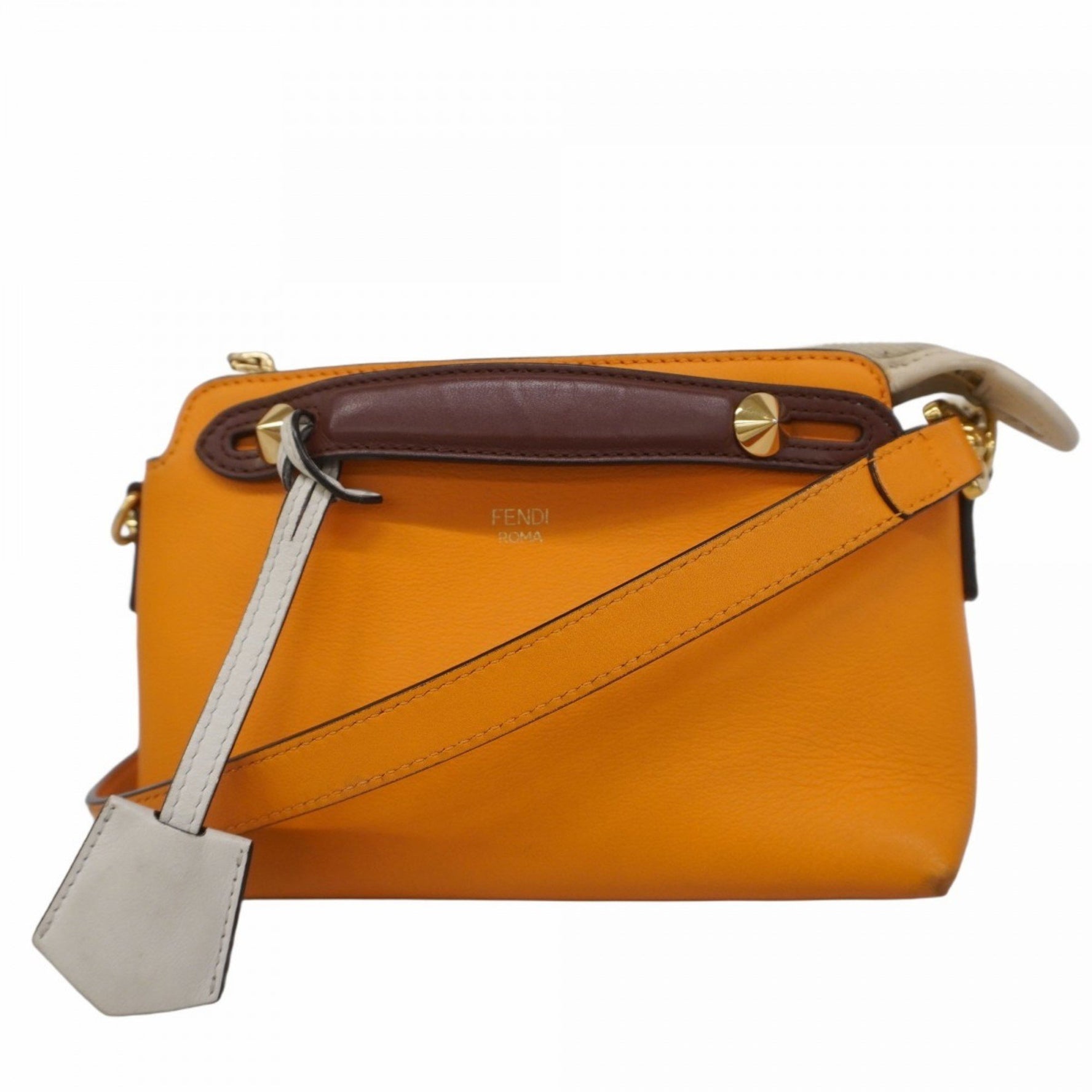 Fendi By the Way Leather Handbag in Orange and Brown for Women