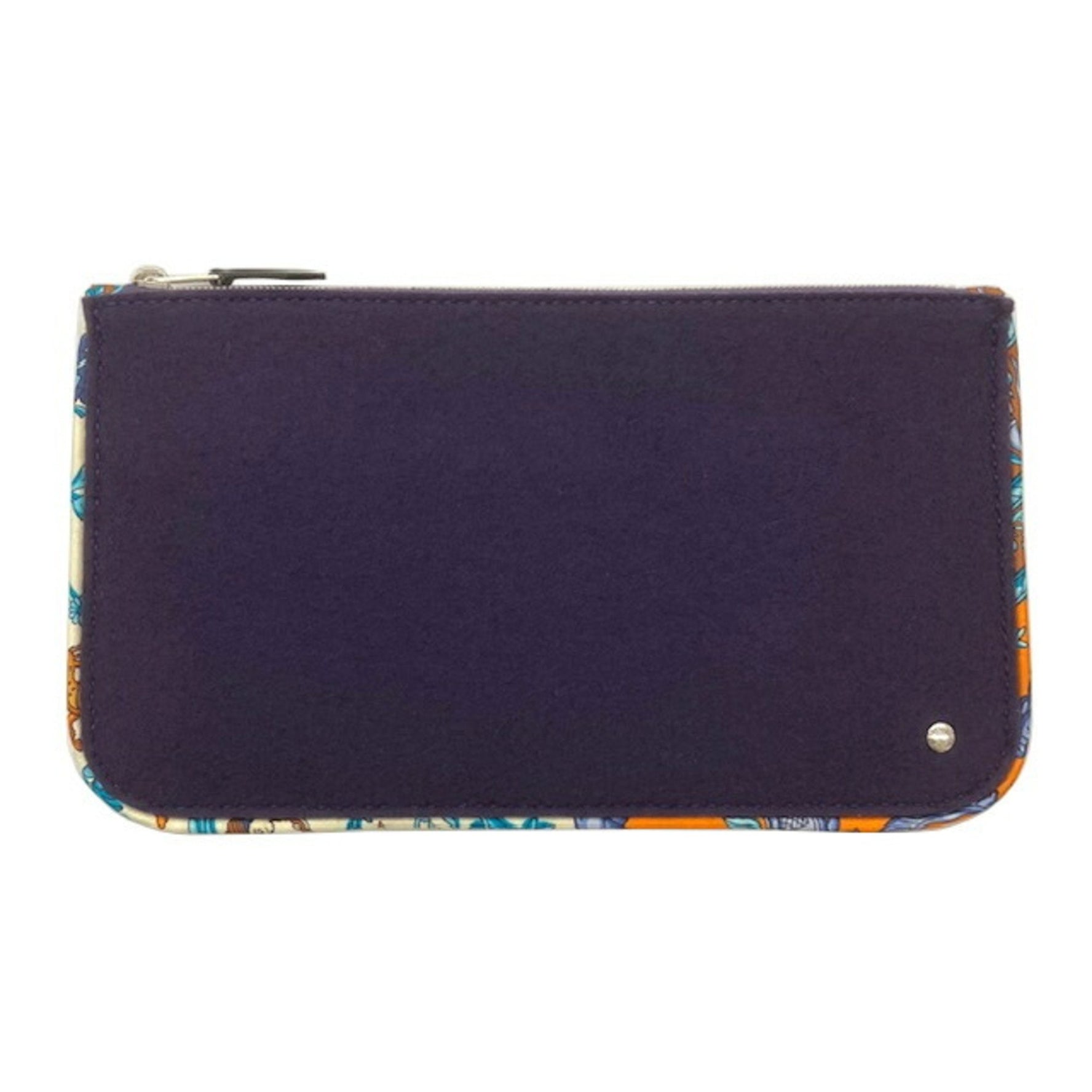 HERMES Silkin Flat Pouch Bag in Purple and Multicolored Felt
