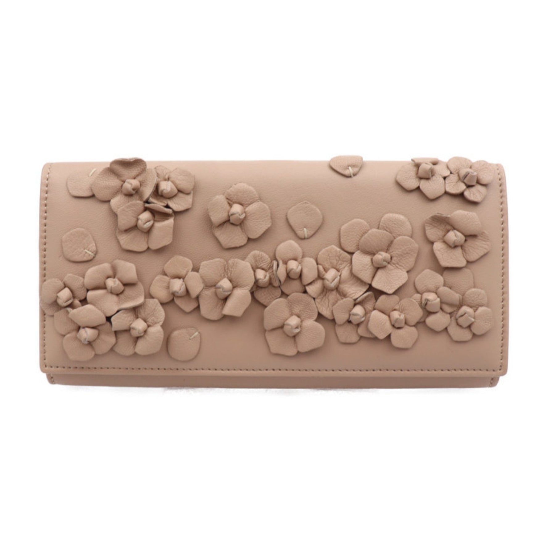 Valentino Garavani Long Wallet Leather Flower Motif Flap