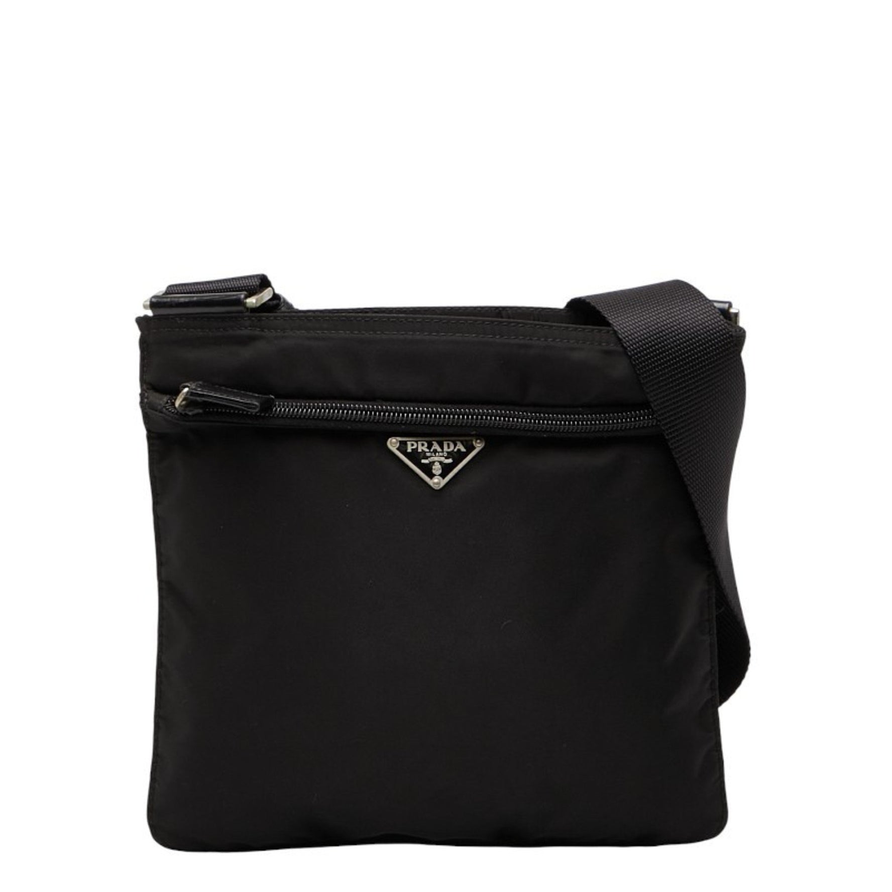 Prada Triangle Logo Plate Shoulder Bag Nylon