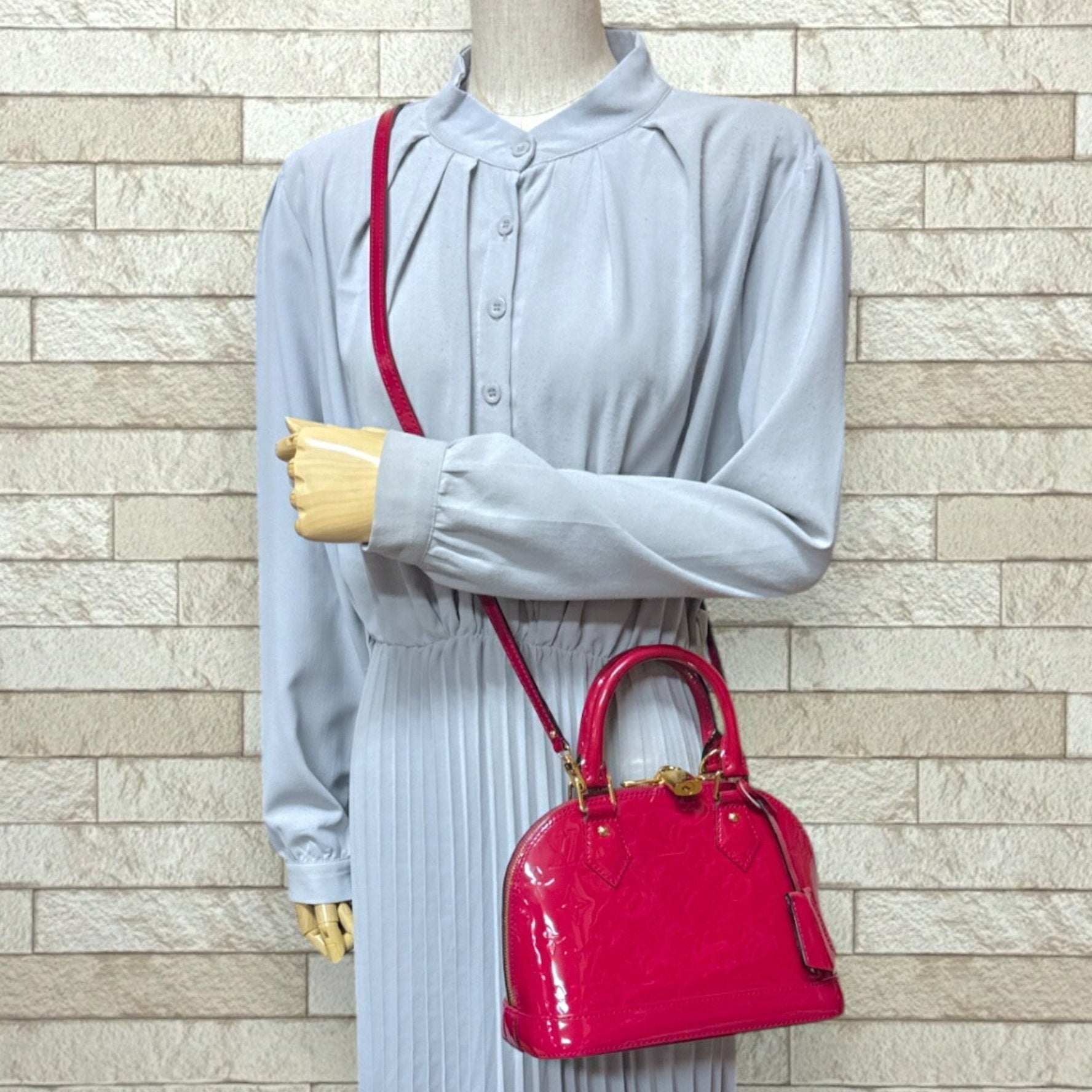 Louis Vuitton Alma BB Vernis Shoulder Bag, Monogram Pink