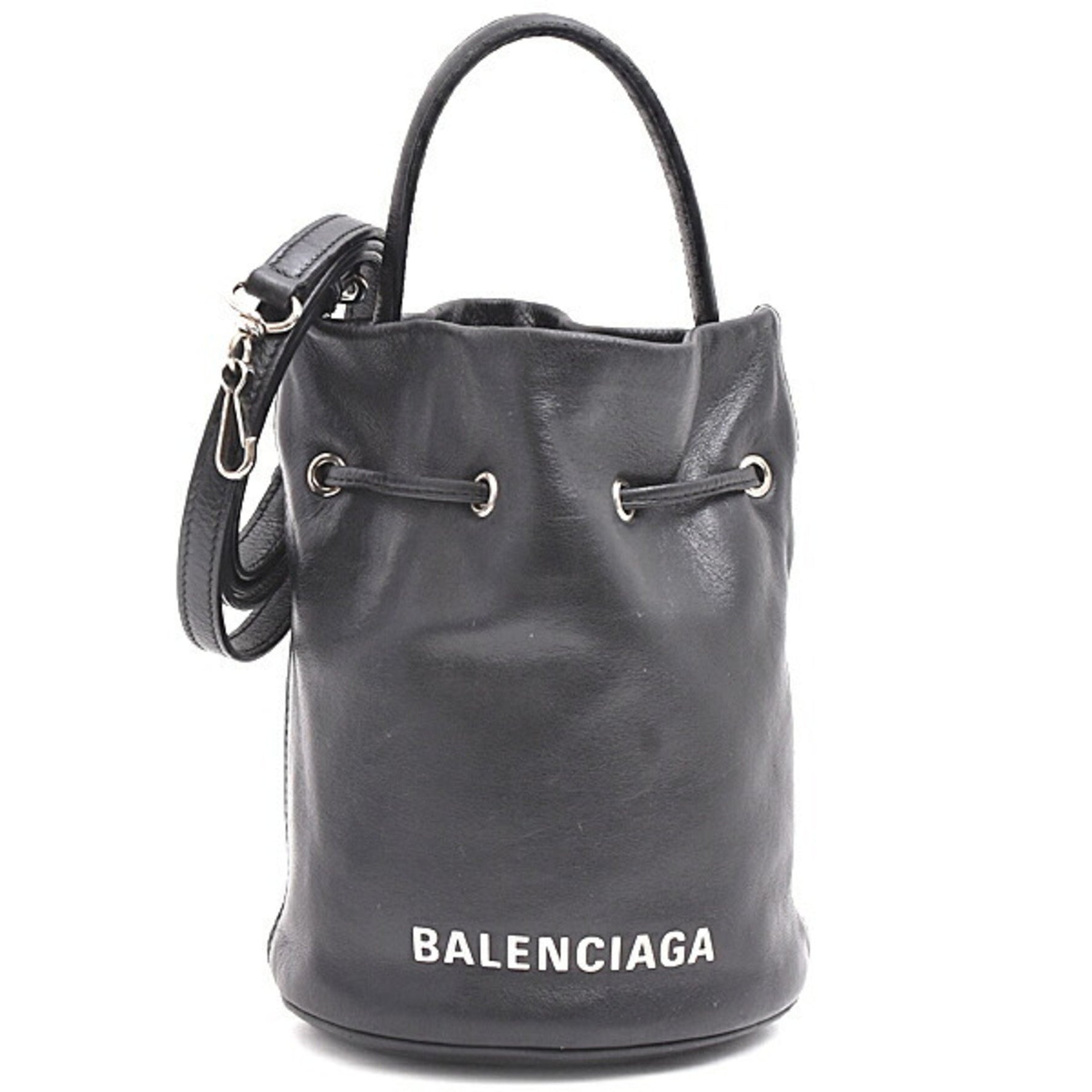 Balenciaga Women's Everyday Drawstring Bucket Bag XS Handbag Shoulder Leather Black BALENCIAGA