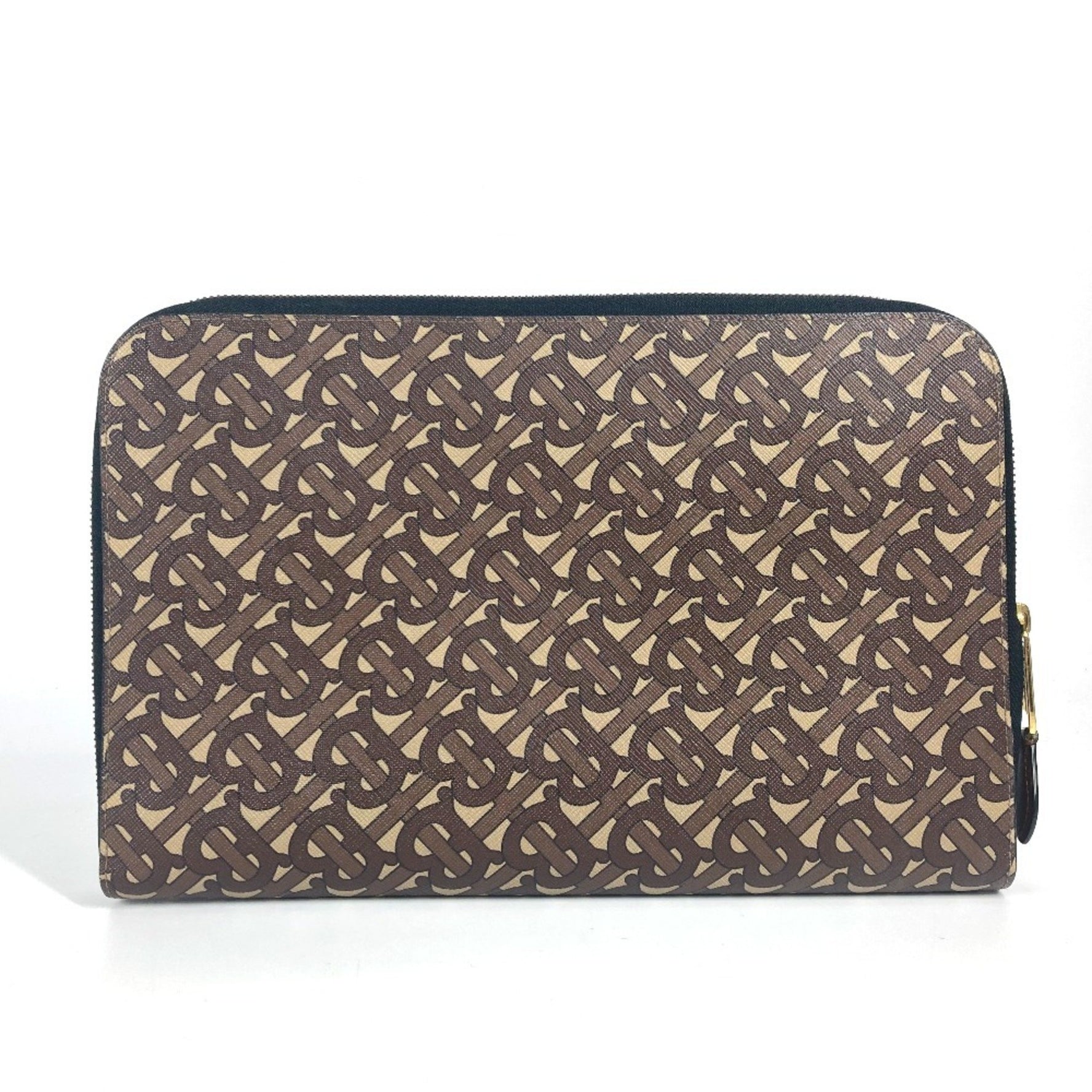 BURBERRY TB logo bag, second pouch, clutch leather, canvas, men's, women's, brown