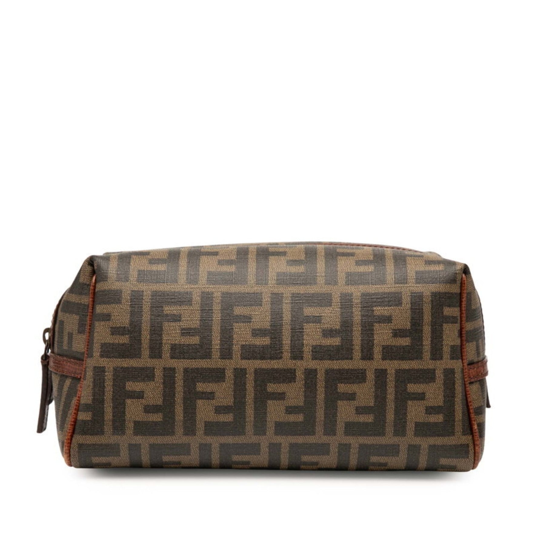 Fendi Zucca Pouch Khaki Brown Leather