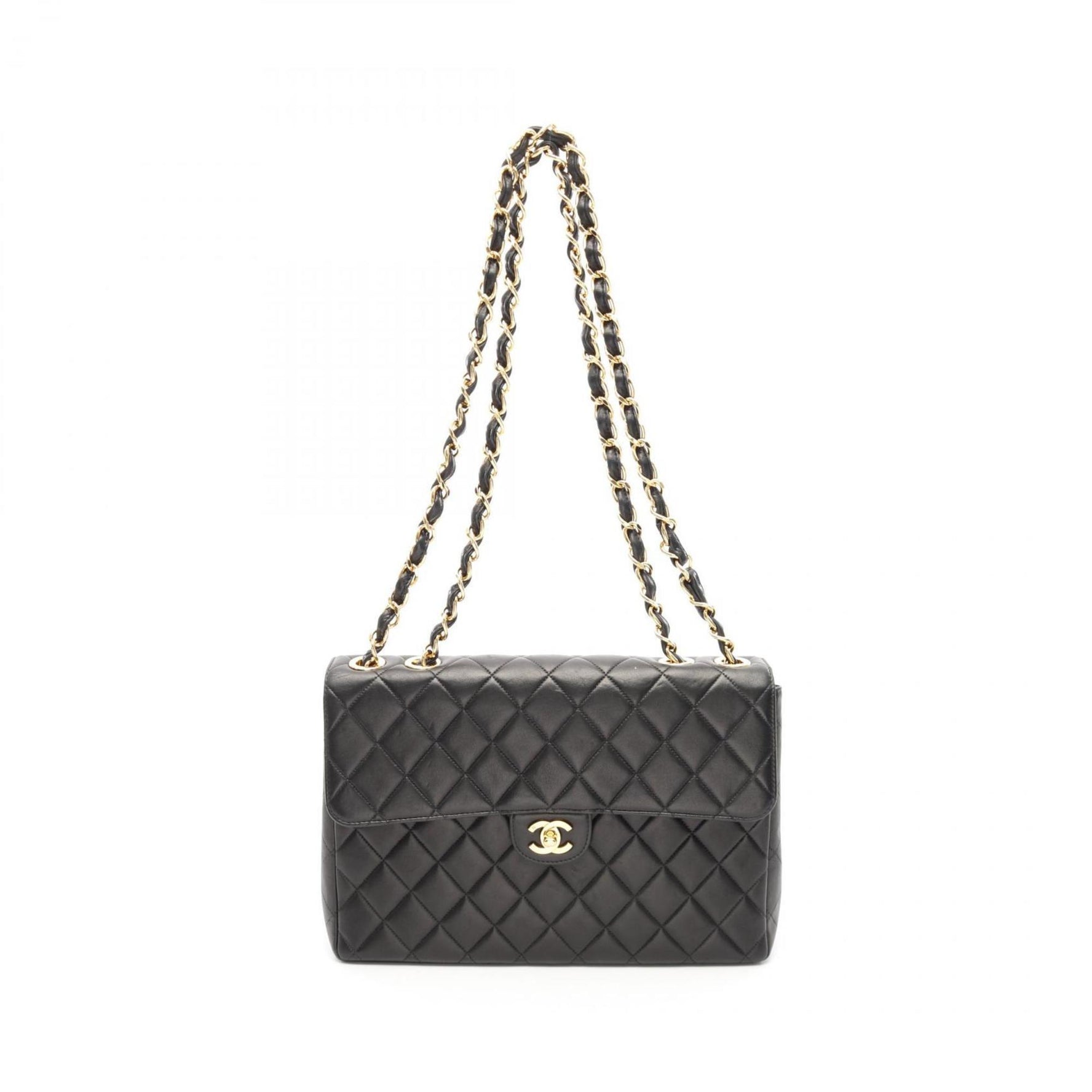 CHANEL Deca Matelasse 30 Single Flap Shoulder Bag Lambskin (Sheepskin) Women's Black A04412