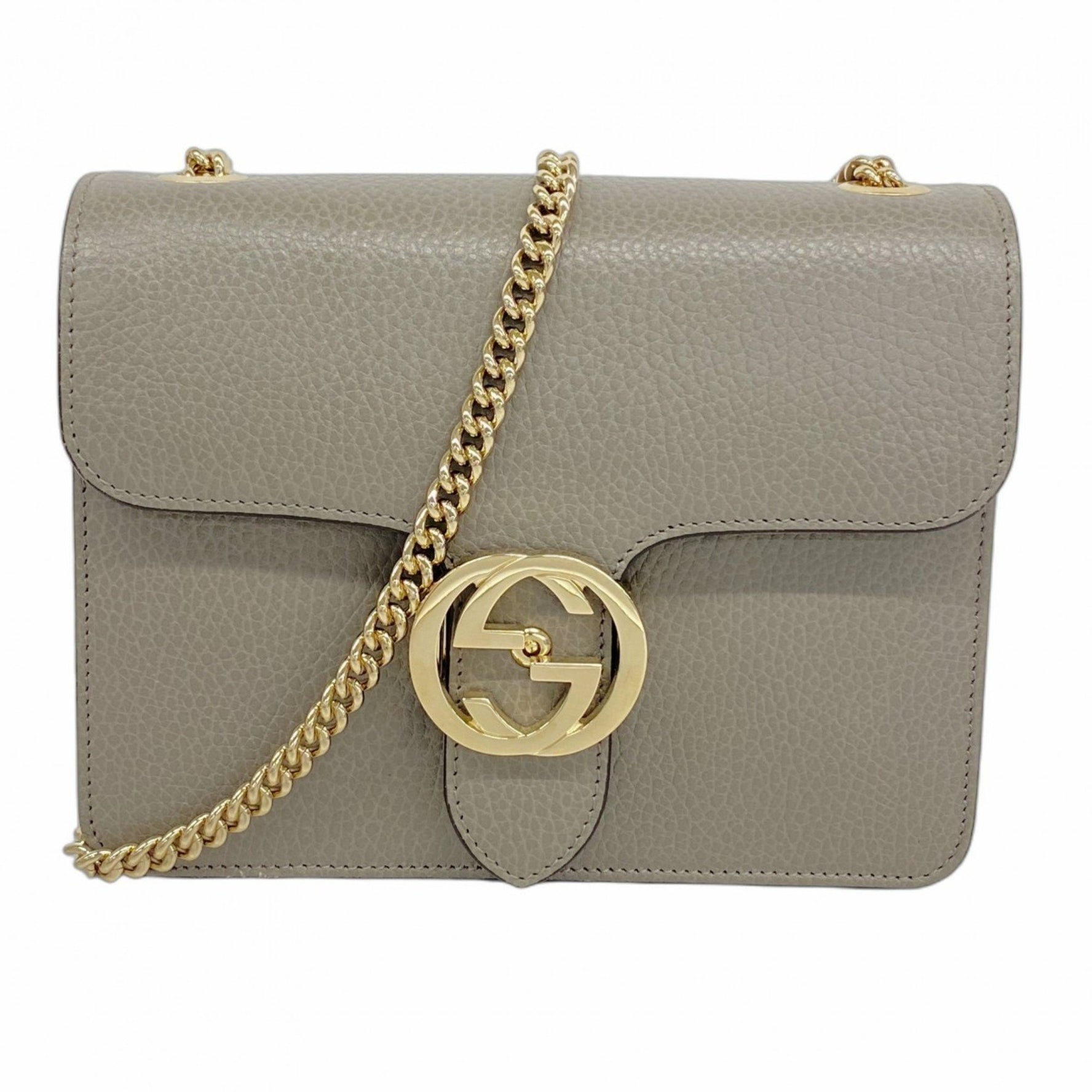 Gucci Interlocking G Shoulder Bag Leather Champagne