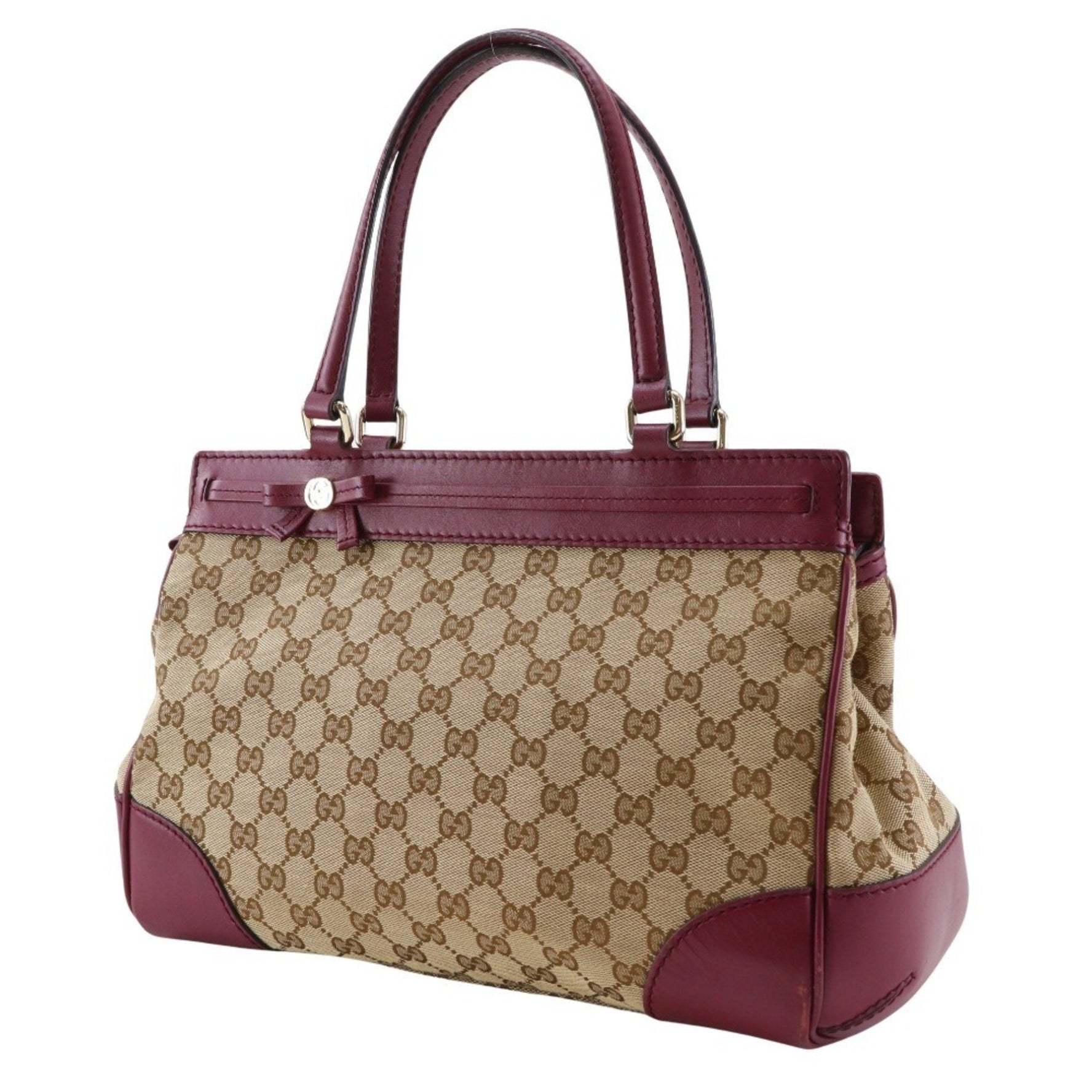 Gucci Mayfair Tote Bag GG Canvas Red Zipper