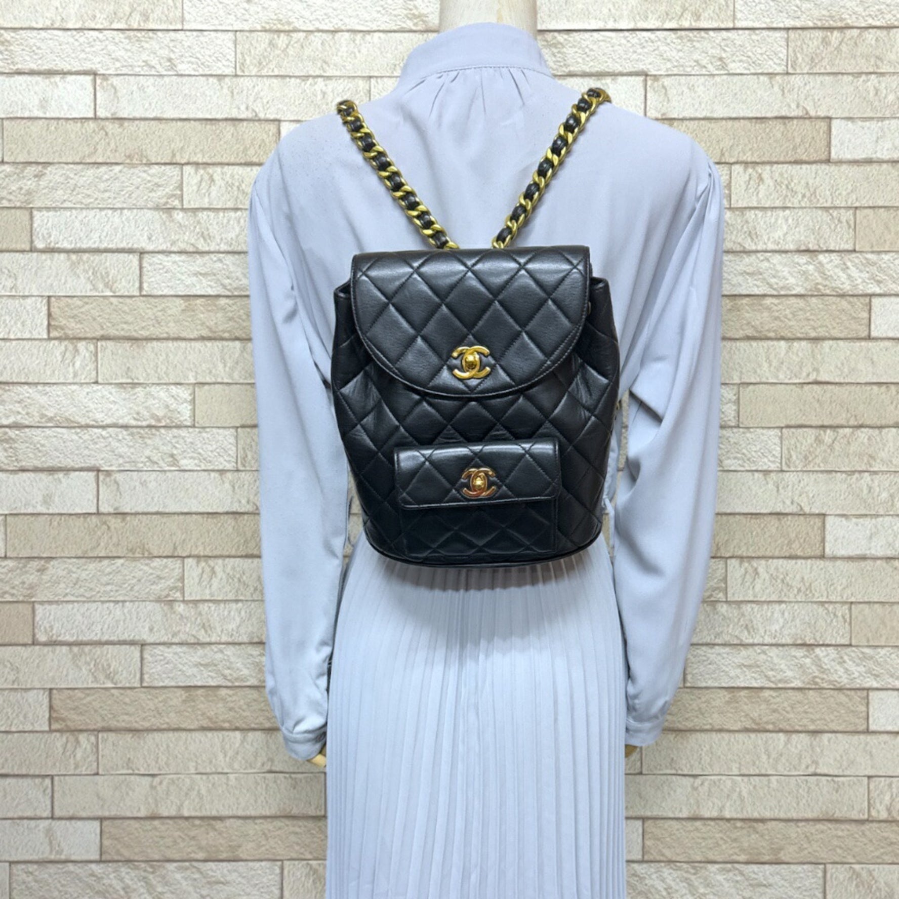 CHANEL Matelasse Backpack Daypack Lambskin Chain