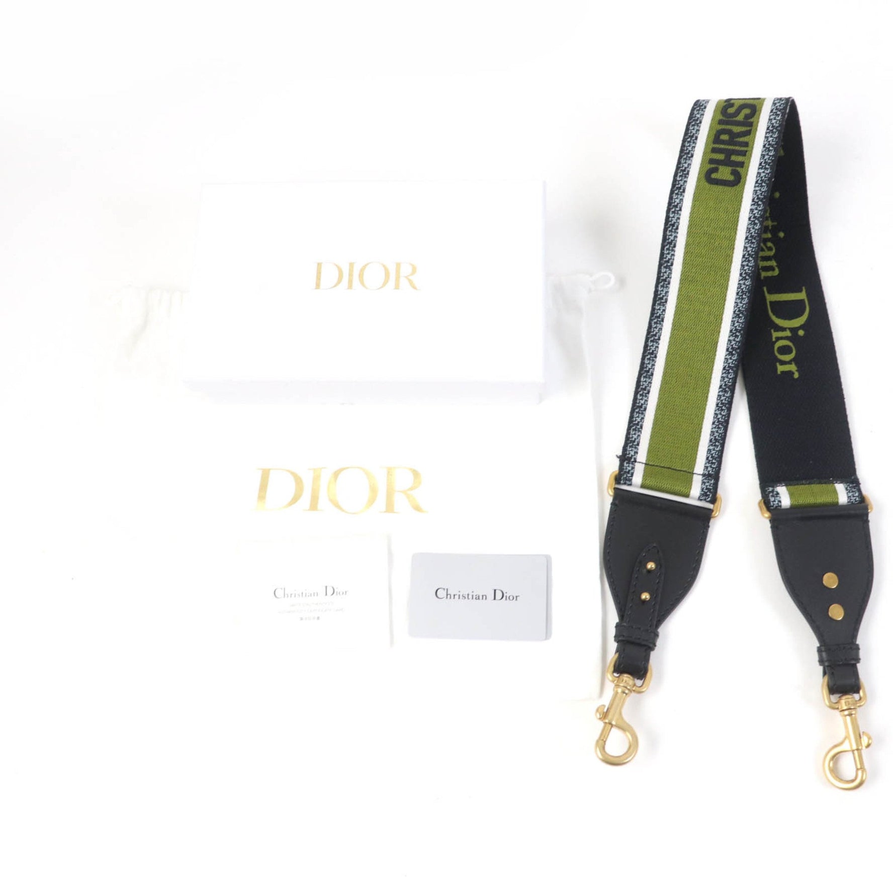 Christian Dior Canvas and Leather Shoulder Strap with Logo, Multicolored, Gold Hardware, Box Dust Bag Included, Made in Italy