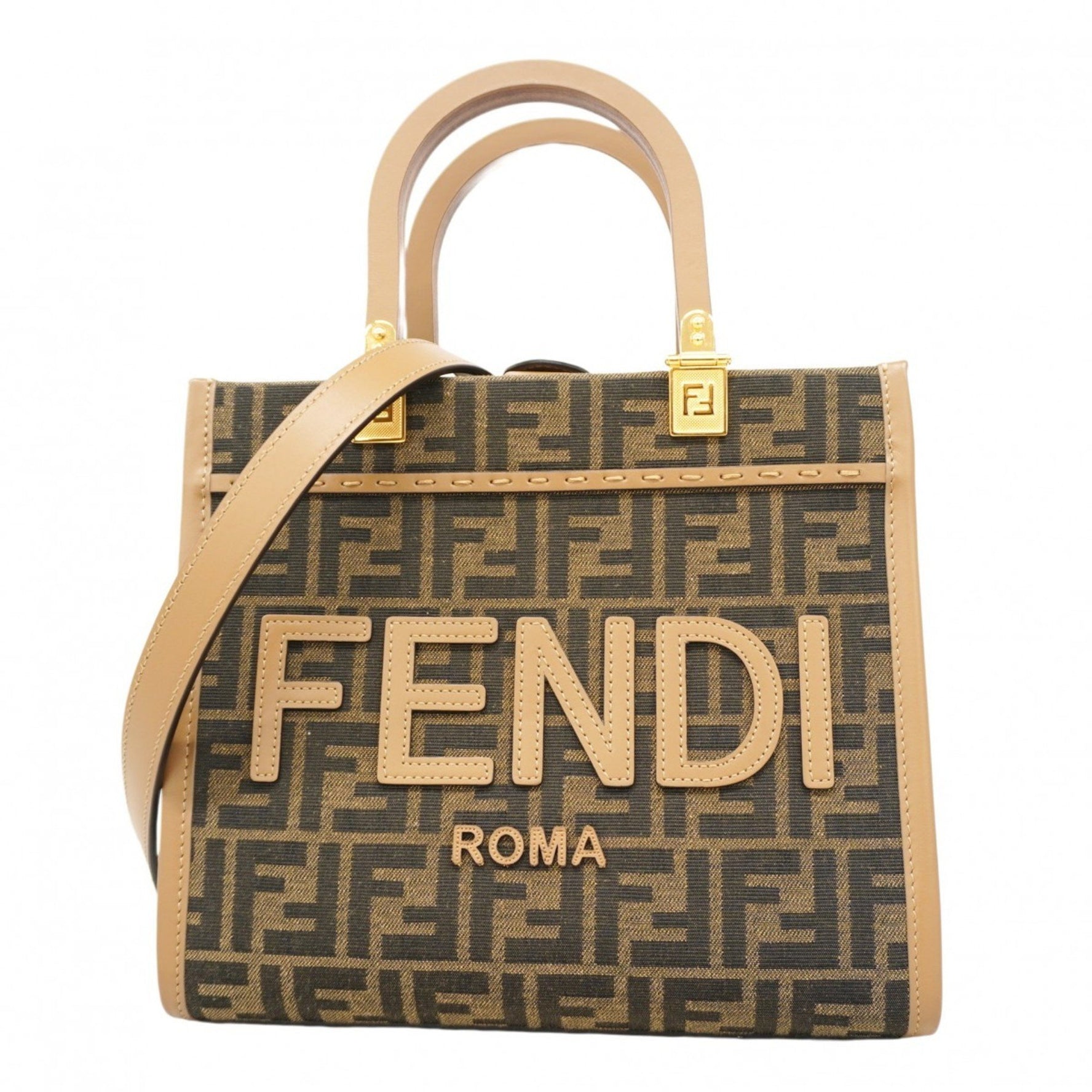 Fendi Zucca Sunshine handbag in nylon canvas and leather, bag