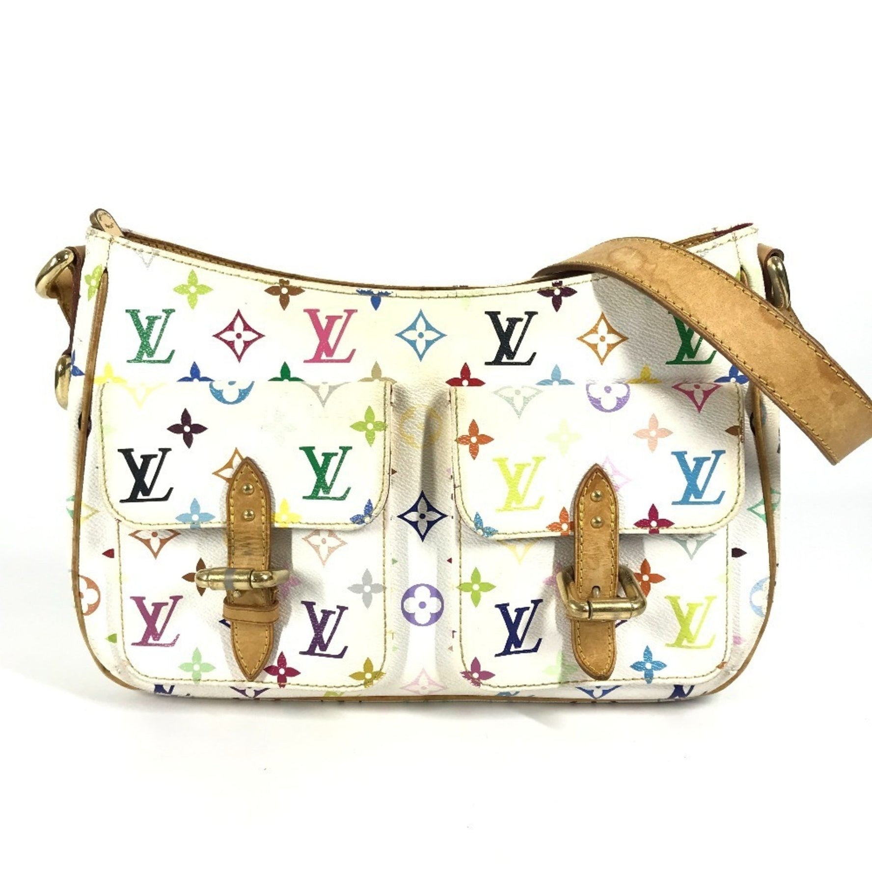 Louis Vuitton Monogram Multicolor Lodge GM Bag Crossbody Shoulder Canvas Blanc White