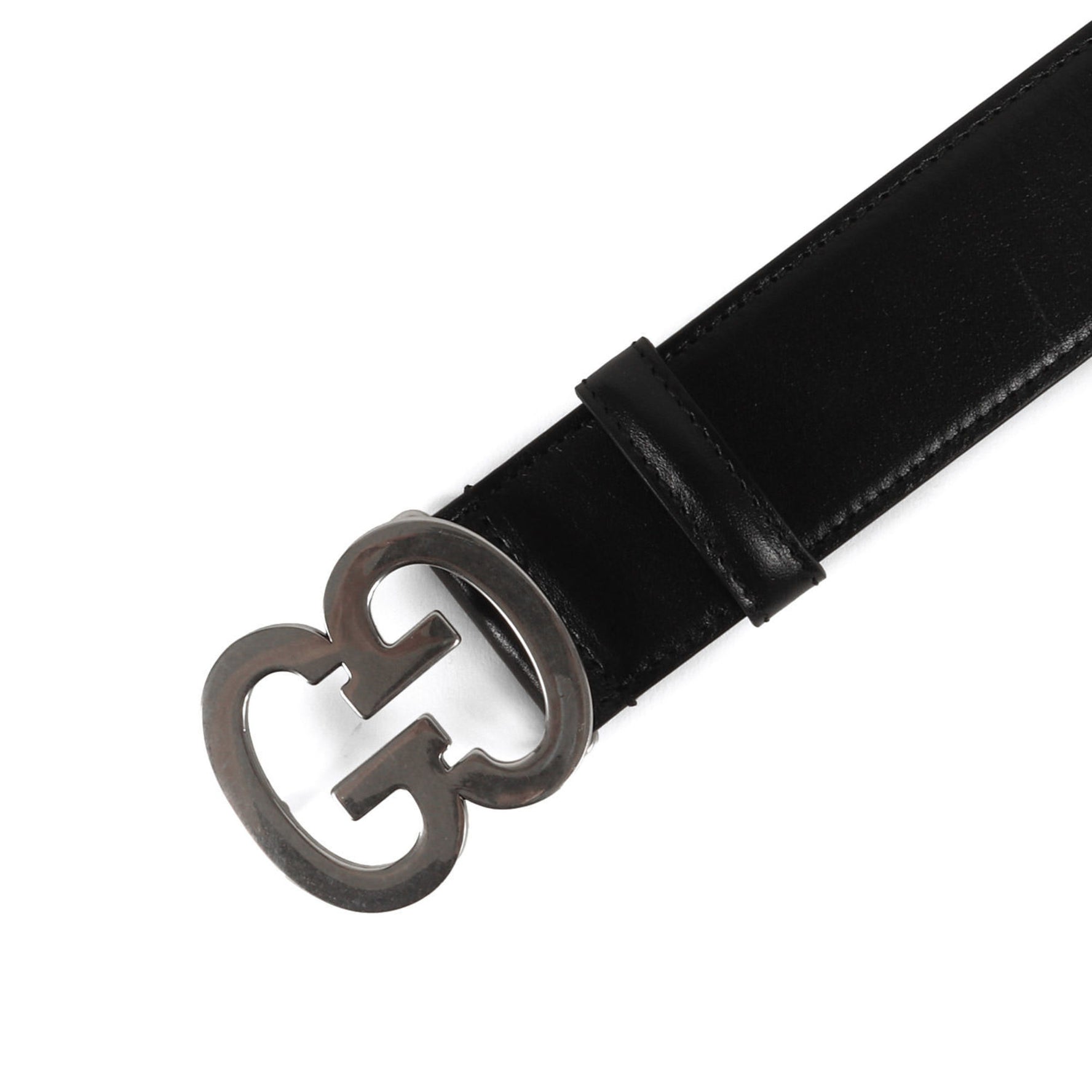 GUCCI Leather Belt with GG Buckle Size 36