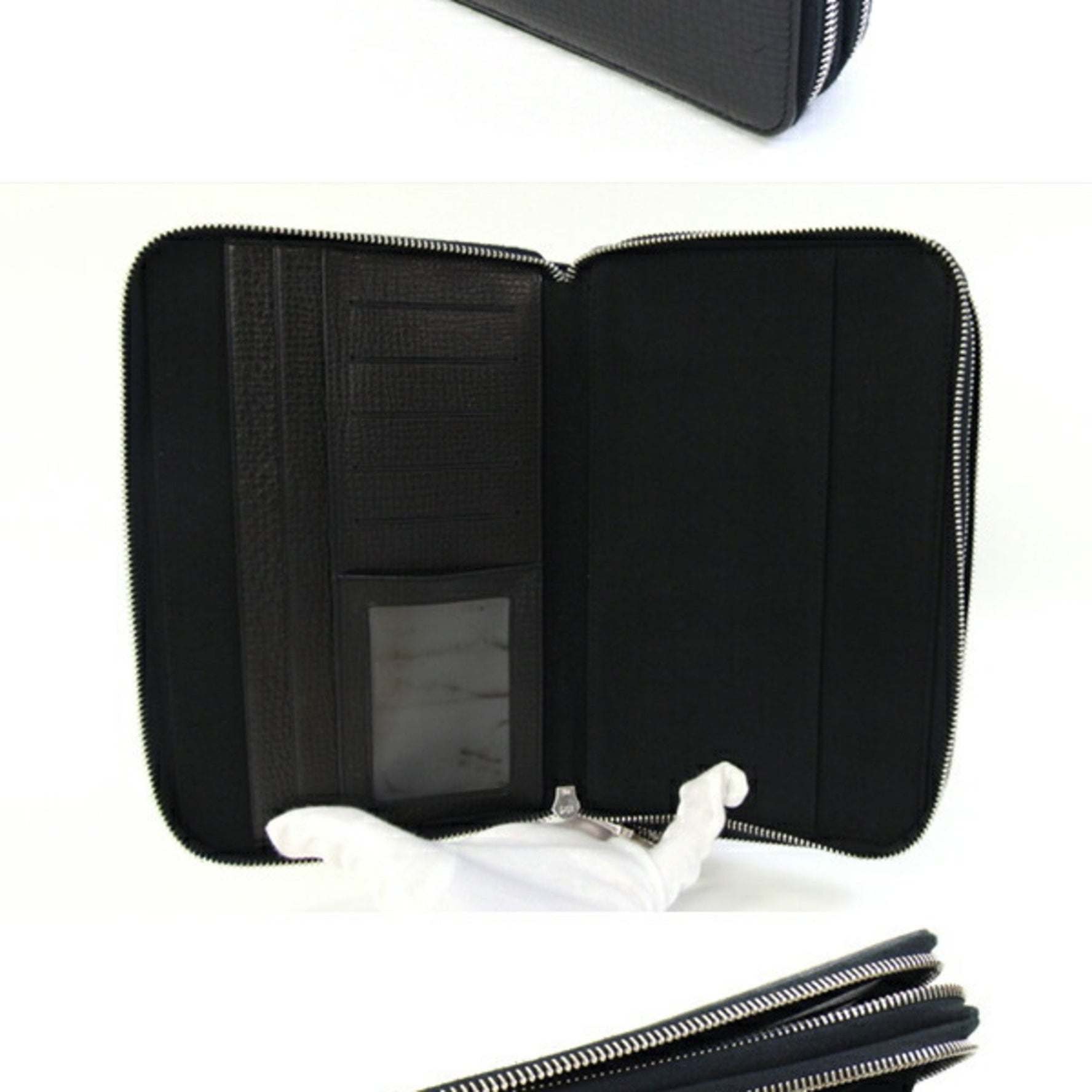 BALLY Clutch Bag Black Leather Second Handbag Travel Case Men's