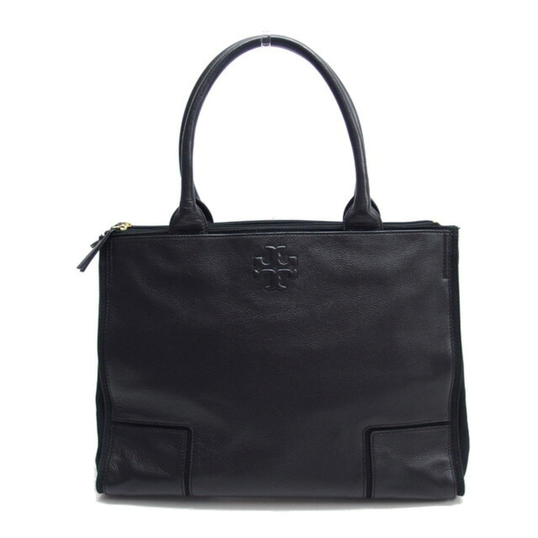Tory Burch Ella Leather Tote Bag Double T Black