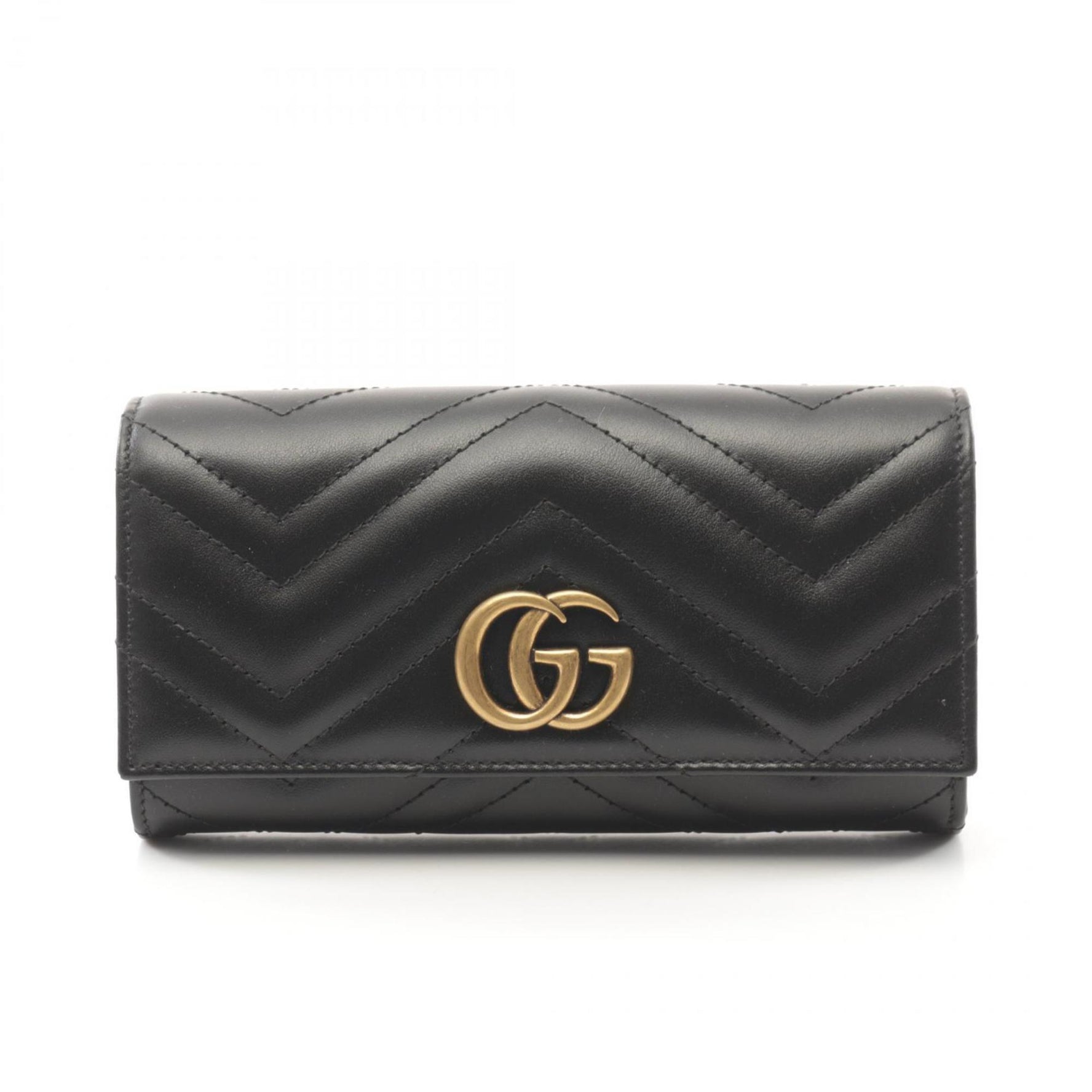 GUCCI GG Marmont Bi-fold Long Wallet Leather