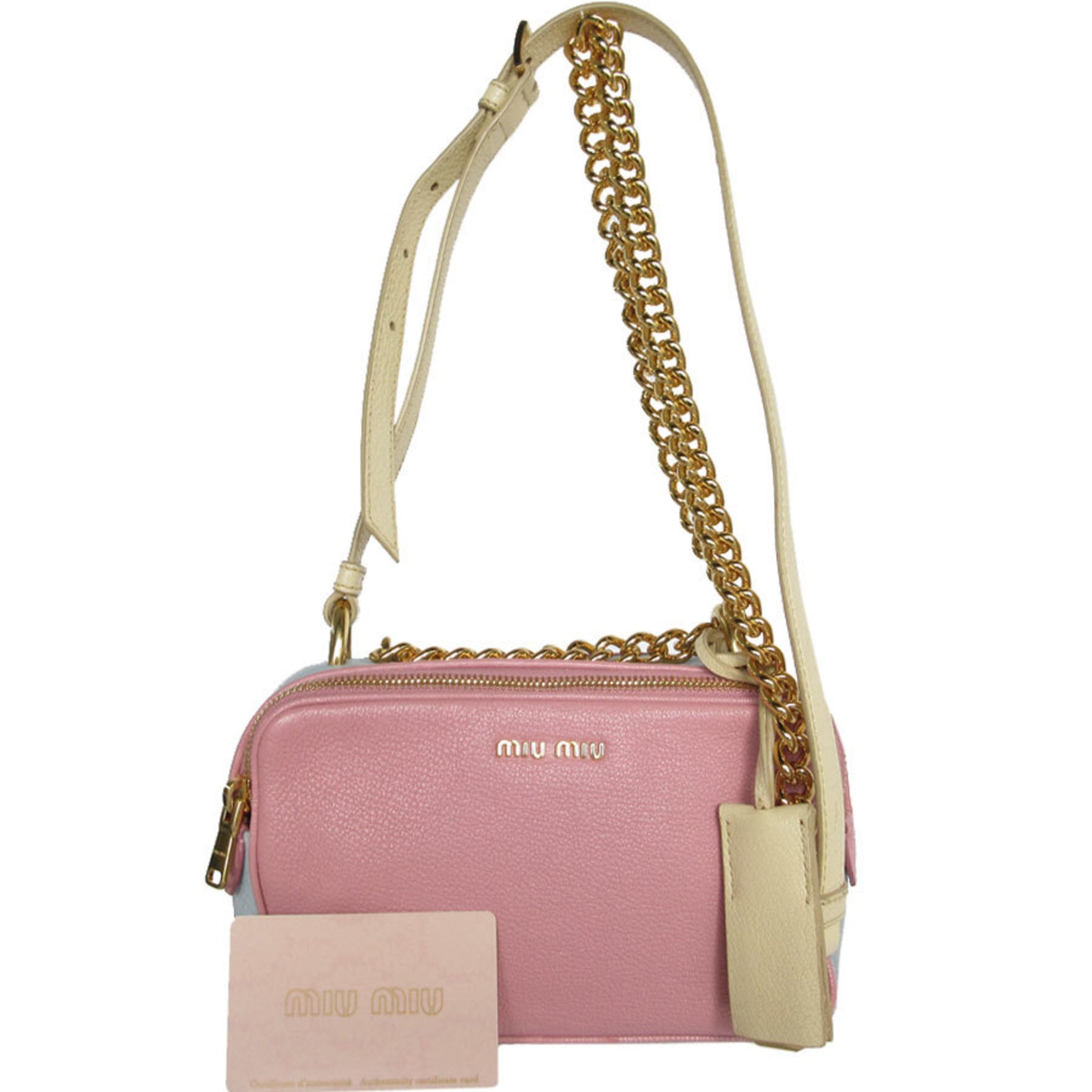 Miu Miu Miu shoulder bag leather pink blue yellow gold ladies