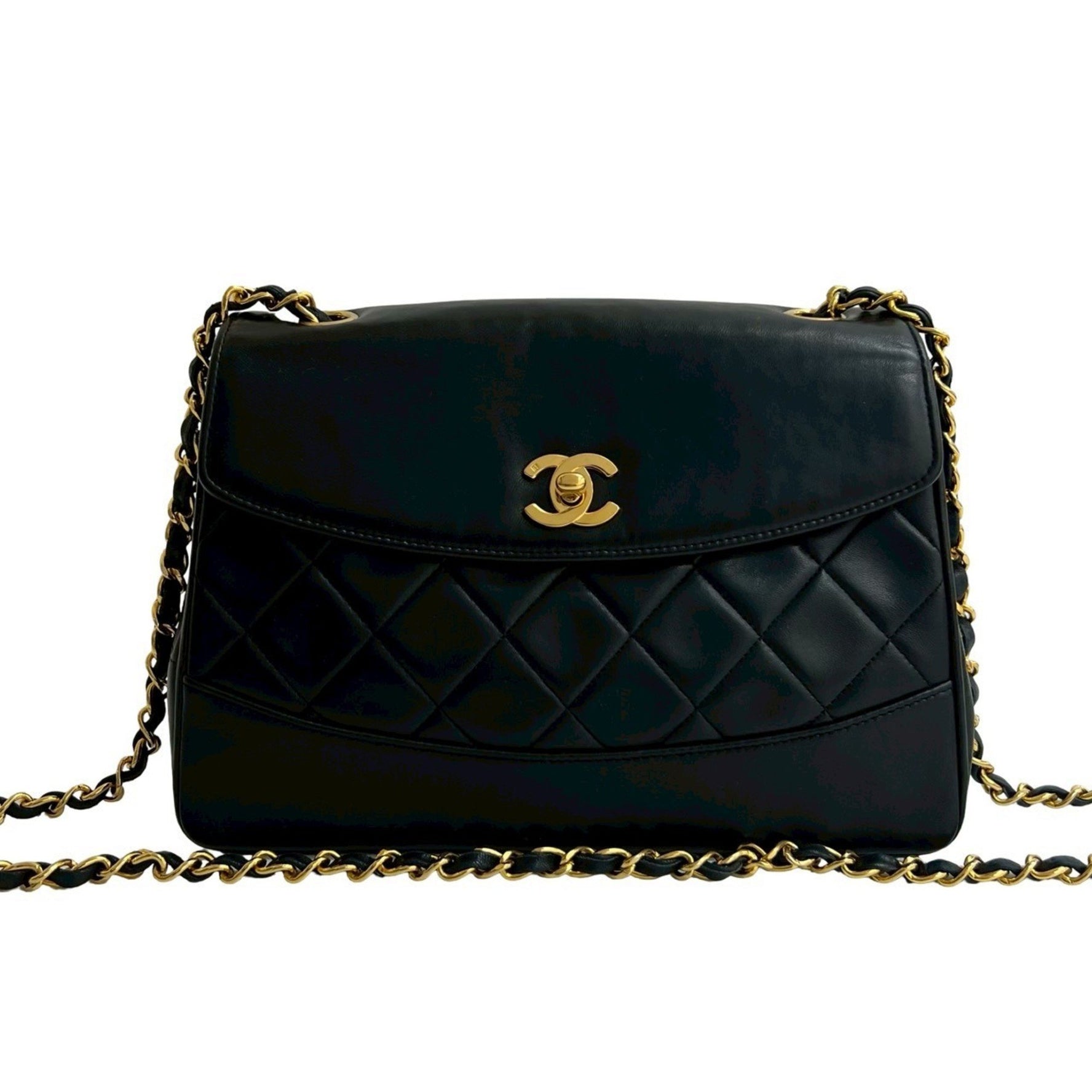CHANEL Matelasse Coco Mark Lambskin Leather Chain Shoulder Bag