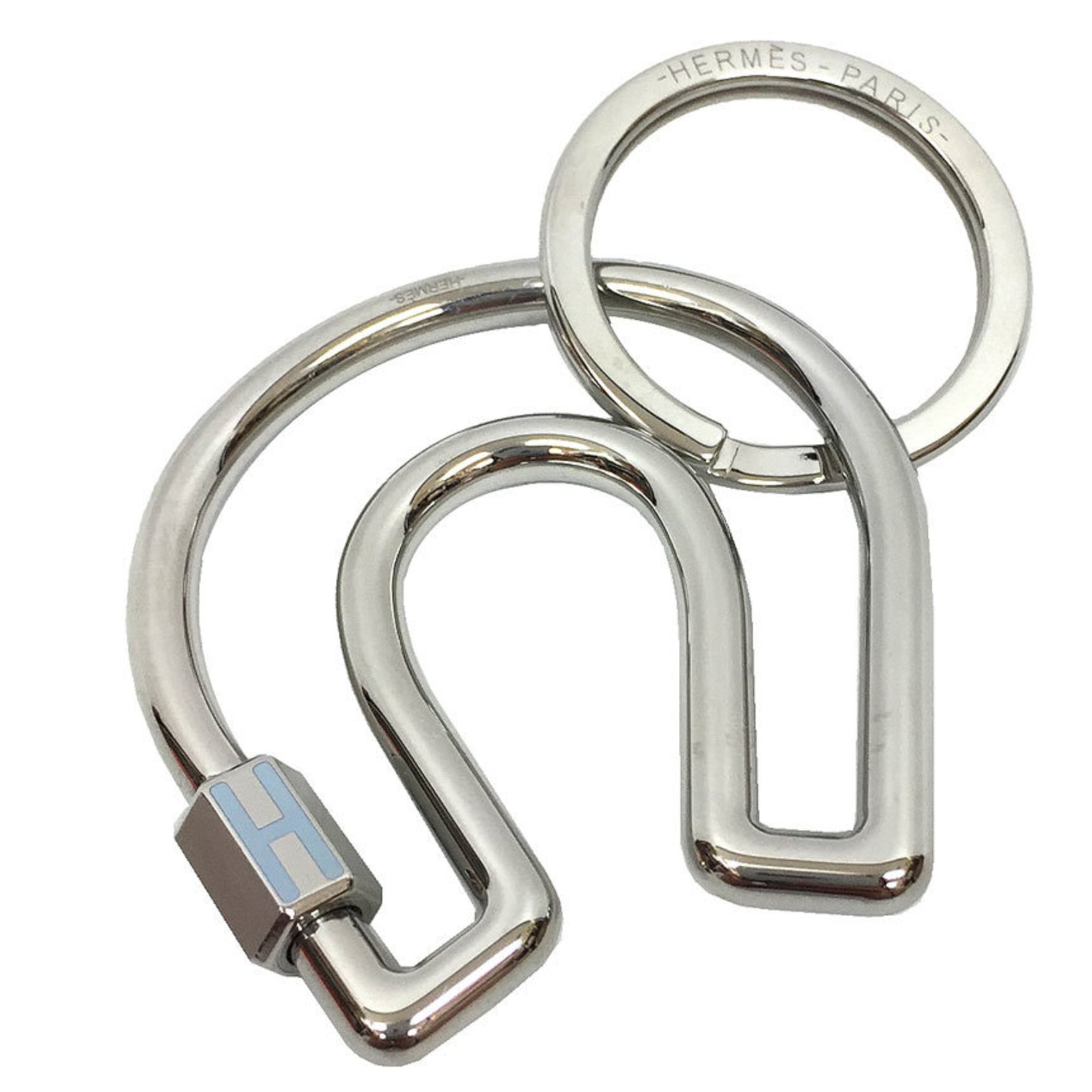 Hermes HERMES Keychain Key Ring Fer Cheval Silver Metal Stainless Steel Horseshoe 2022