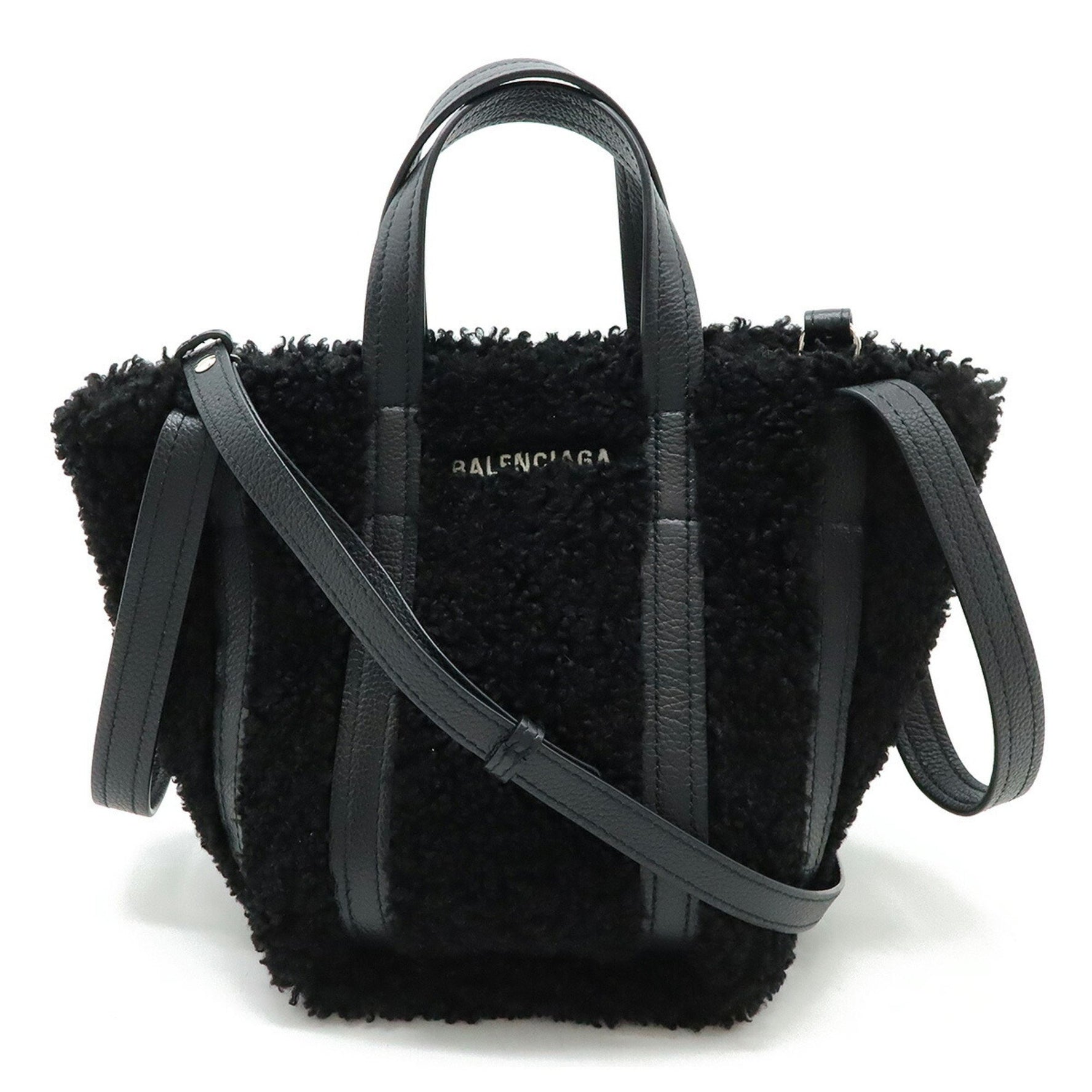 BALENCIAGA Everyday XS North South Tote Bag Handbag 3WAY Shoulder Boa Leather Black