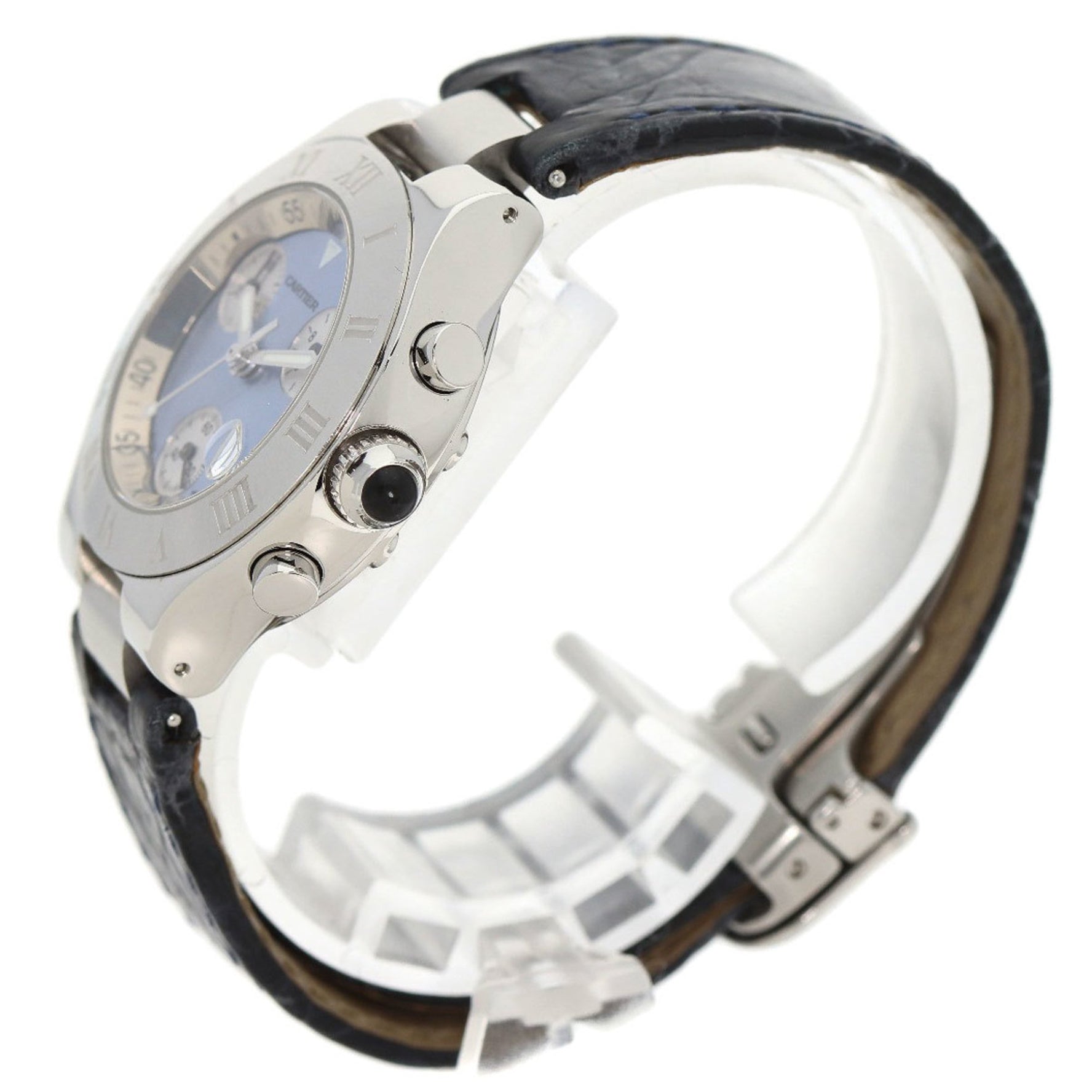 Cartier Chronoscuff SM Watch Stainless Steel Leather Ladies