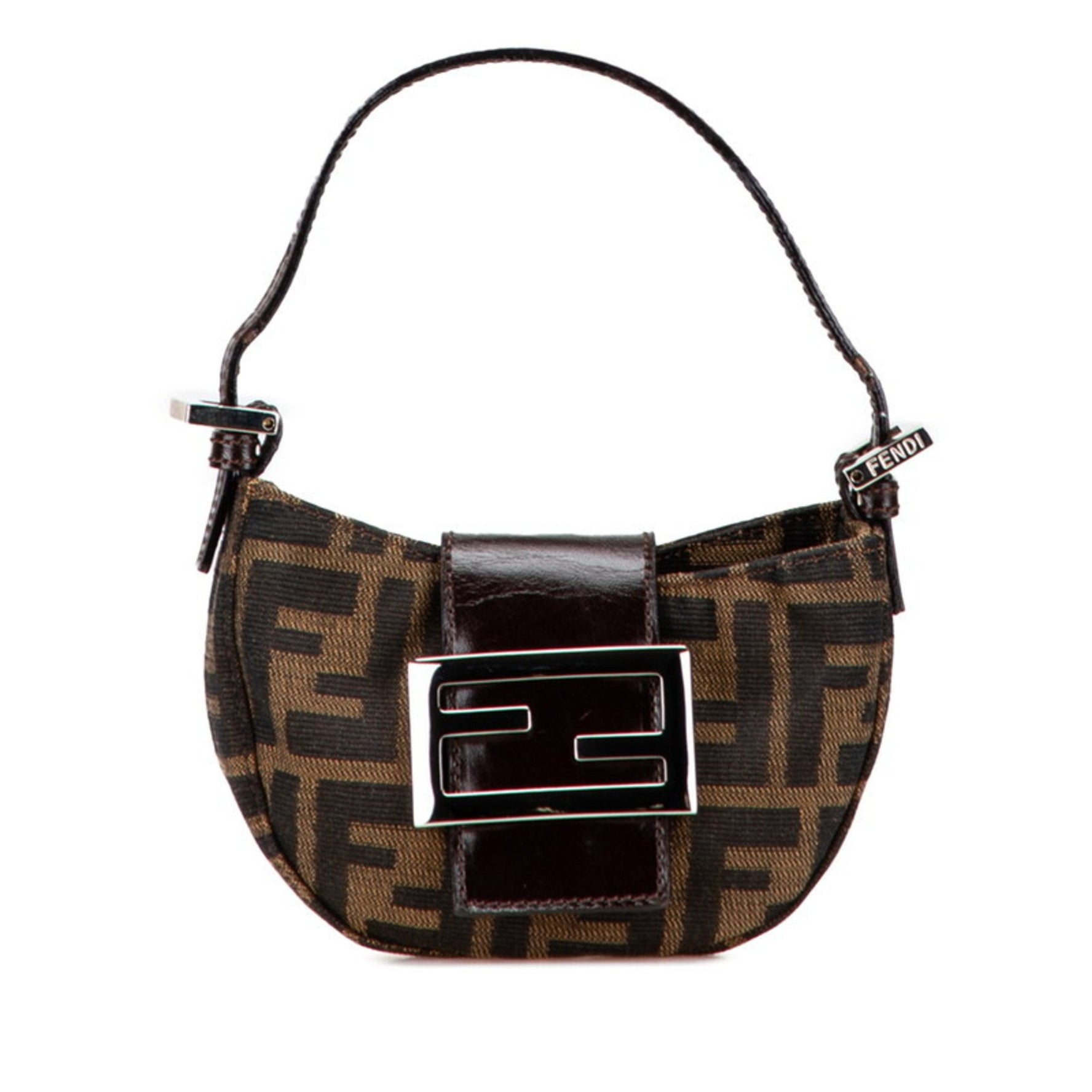 Fendi Zucca Mini Croissant Handbag Pouch Canvas and Leather